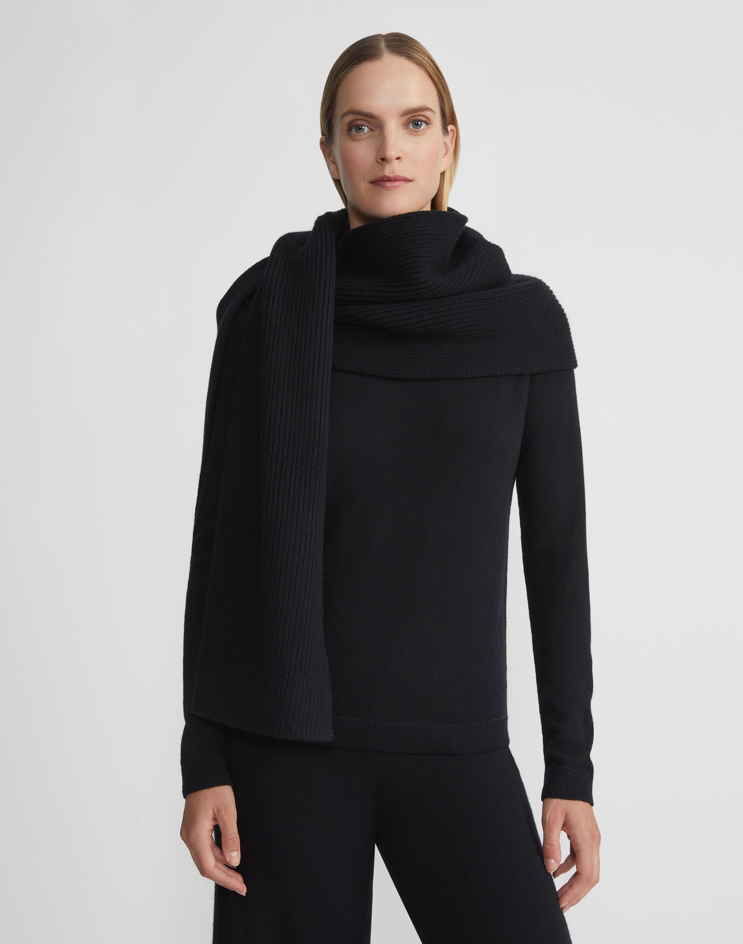 Wool-Cashmere Ribbed Scarf