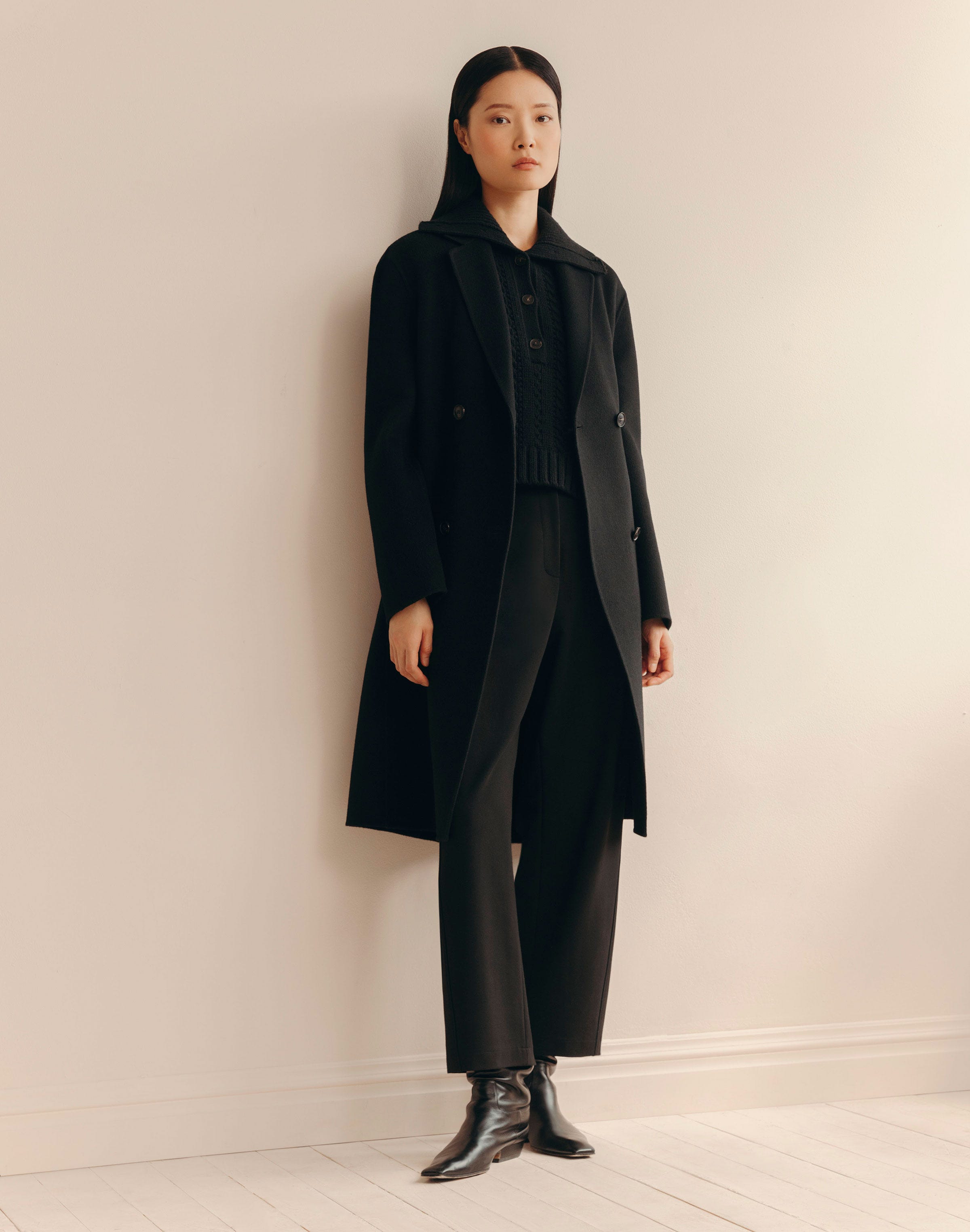 Merino Wool-Cashmere Cable Knit Button Dickey