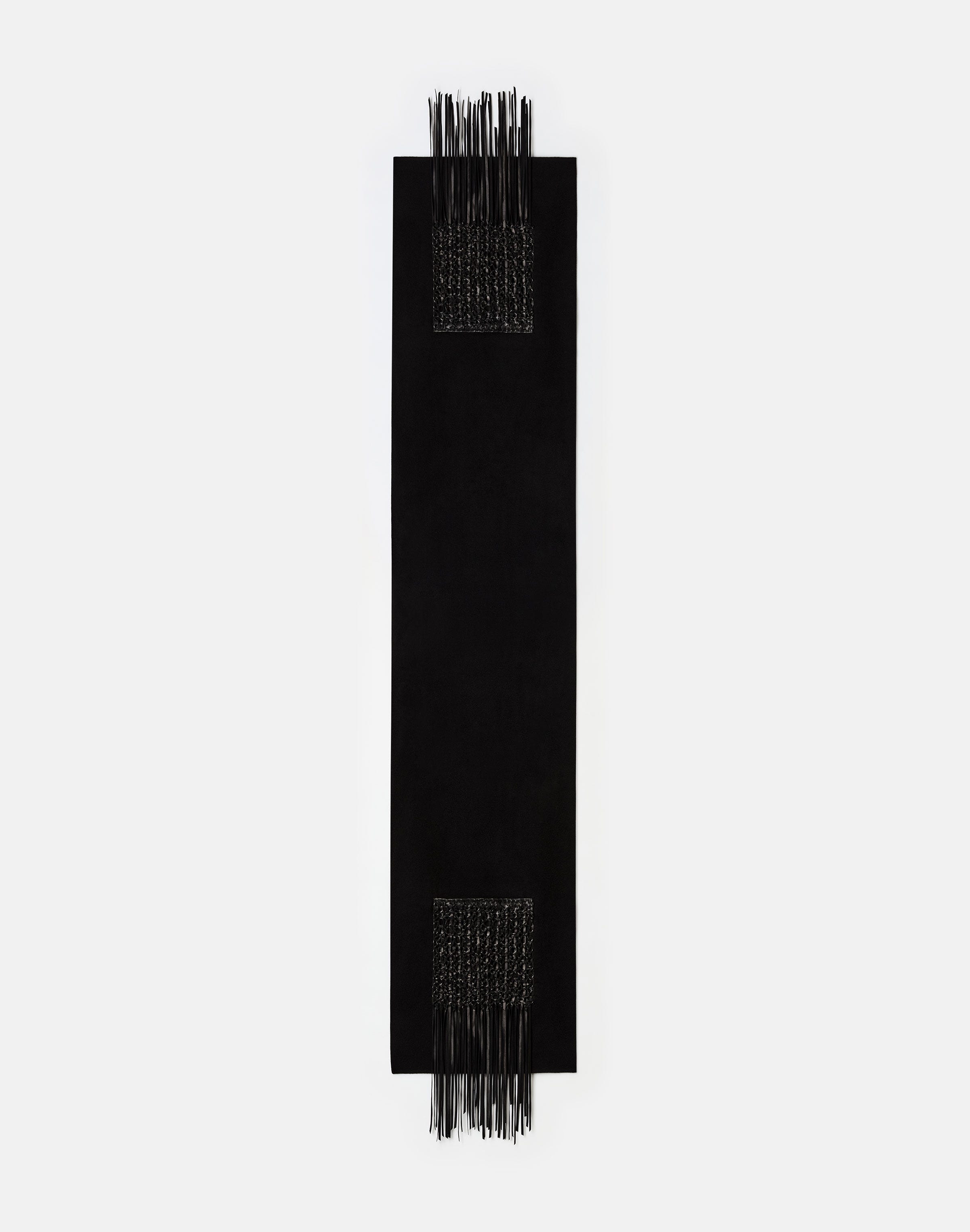 Wool-Cashmere & Macramé Leather Pocket Shawl