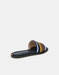 Striped Canvas Embroidered Slide