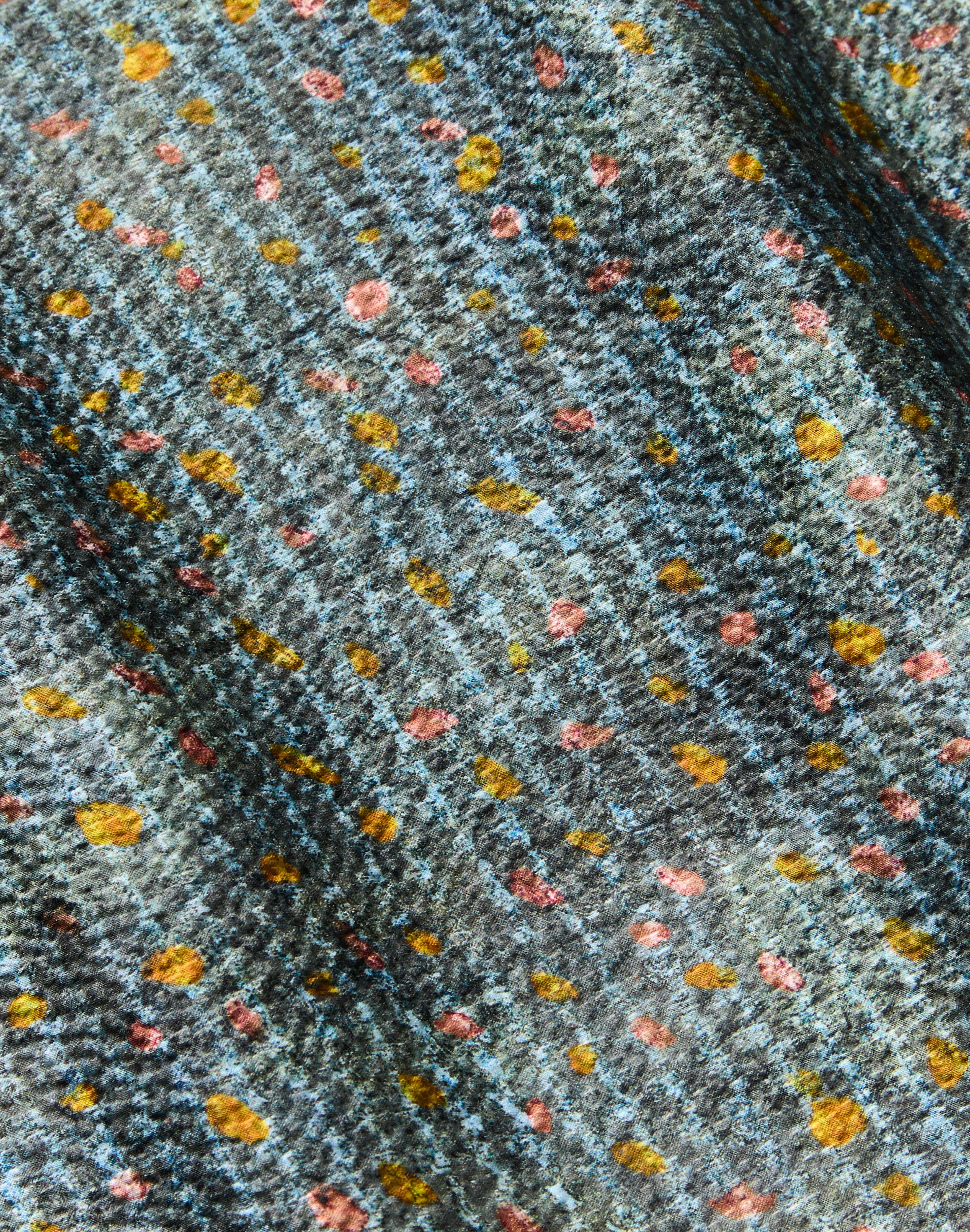 Textile Print Textured Silk Button Blouse