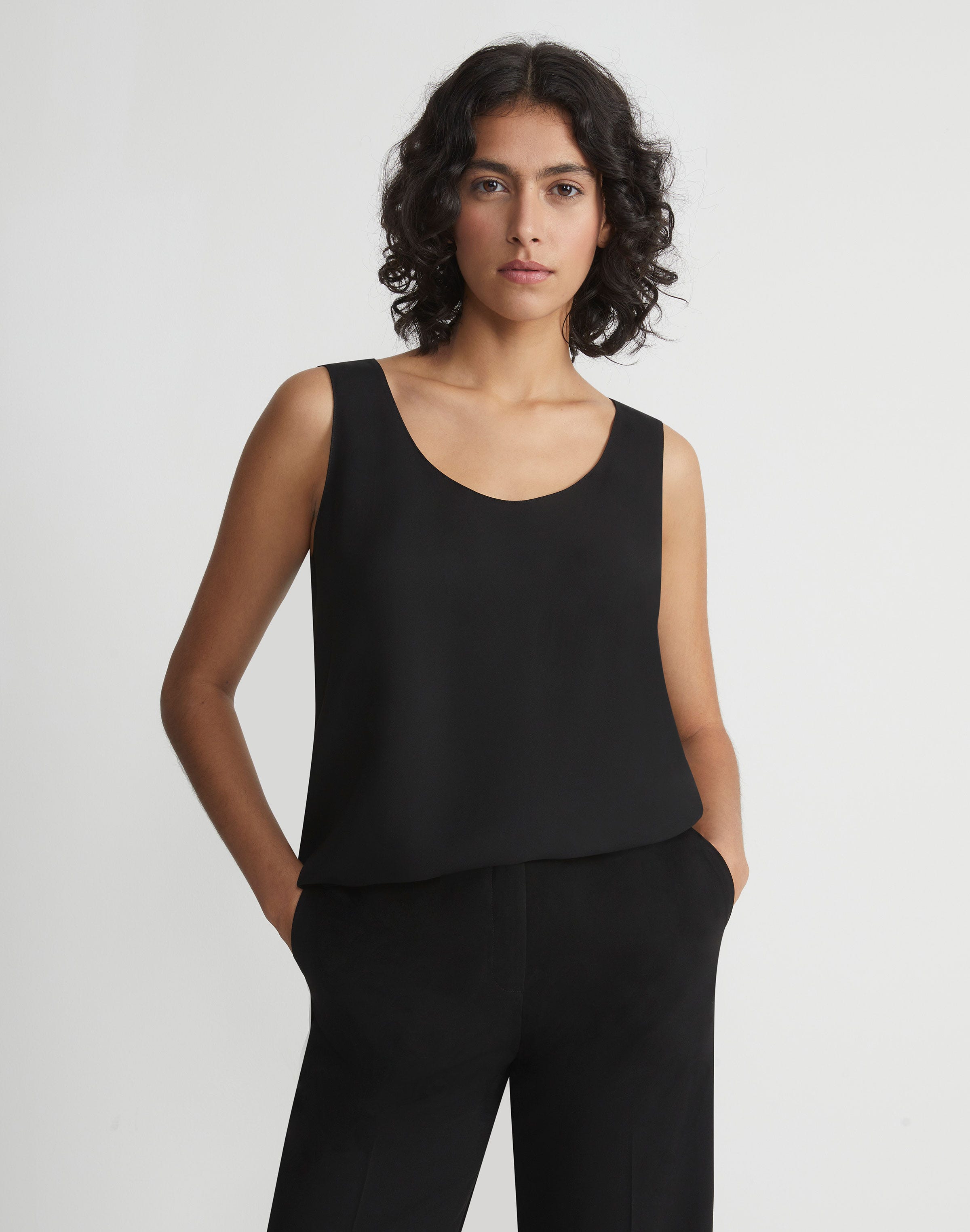 Petite Silk Double Georgette Sleeveless Blouse