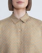 Painted Tie Print Silk Twill Button-Down Blouse