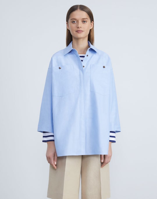 Plus-Size Cotton Poplin Oversized Shirt