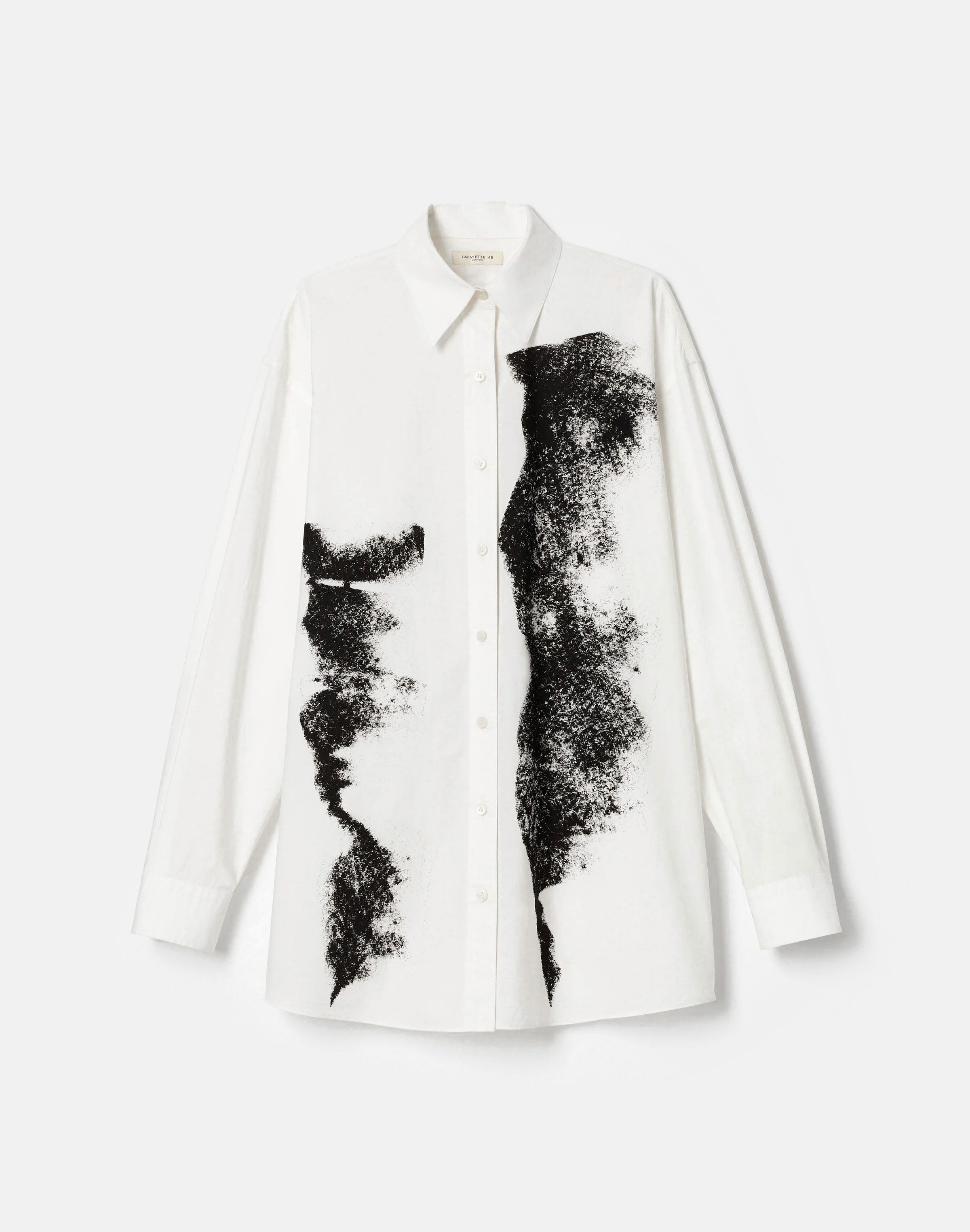 Charcoal Print Cotton Oversized Shirt 