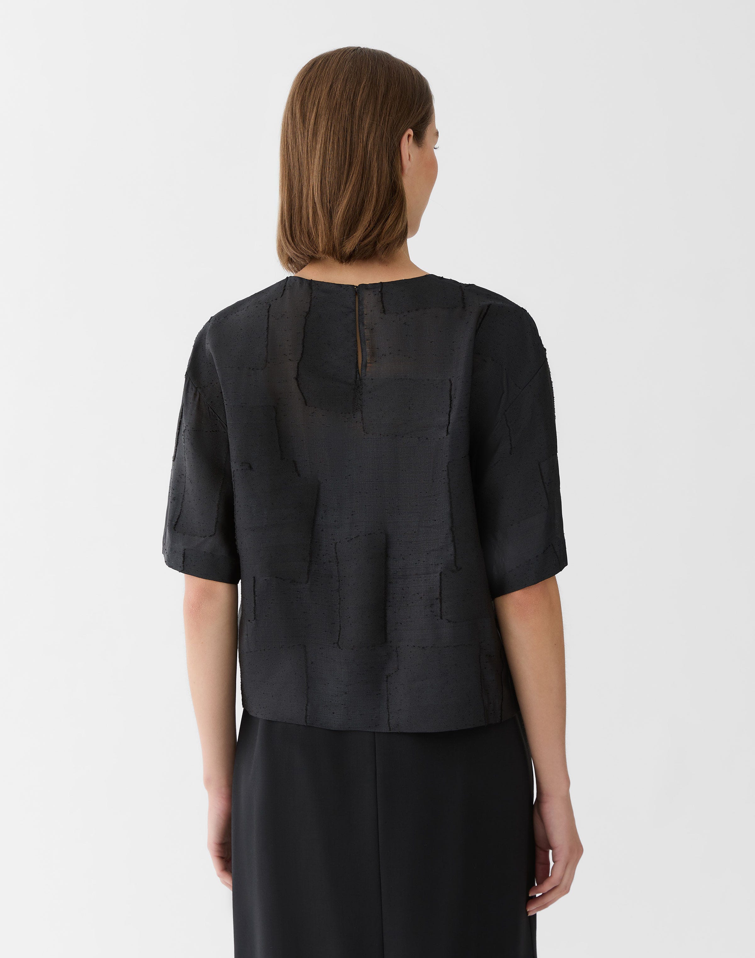 Collage Fil Coupé Jewel Neck Blouse