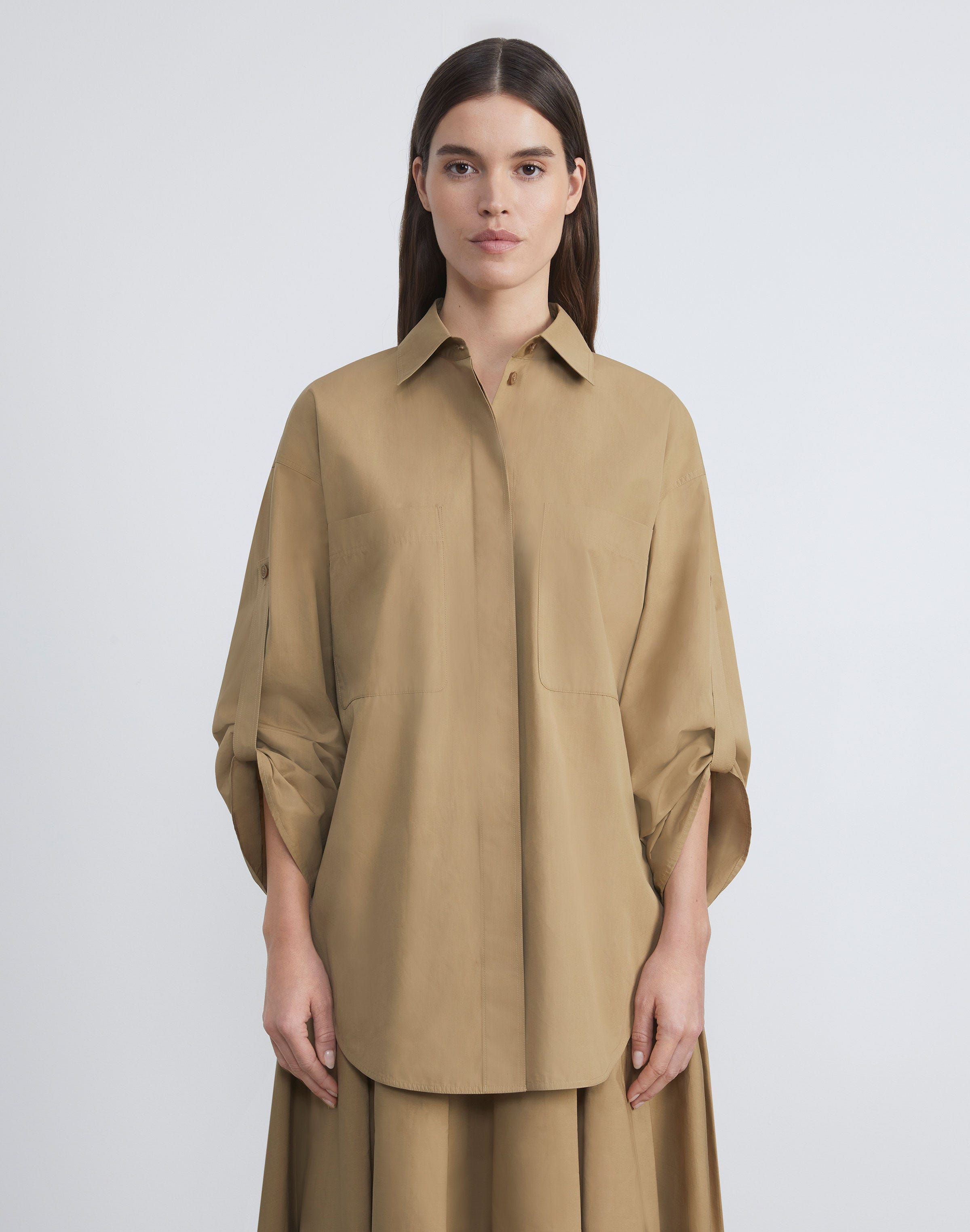 Organic Cotton Poplin Tab Sleeve Shirt