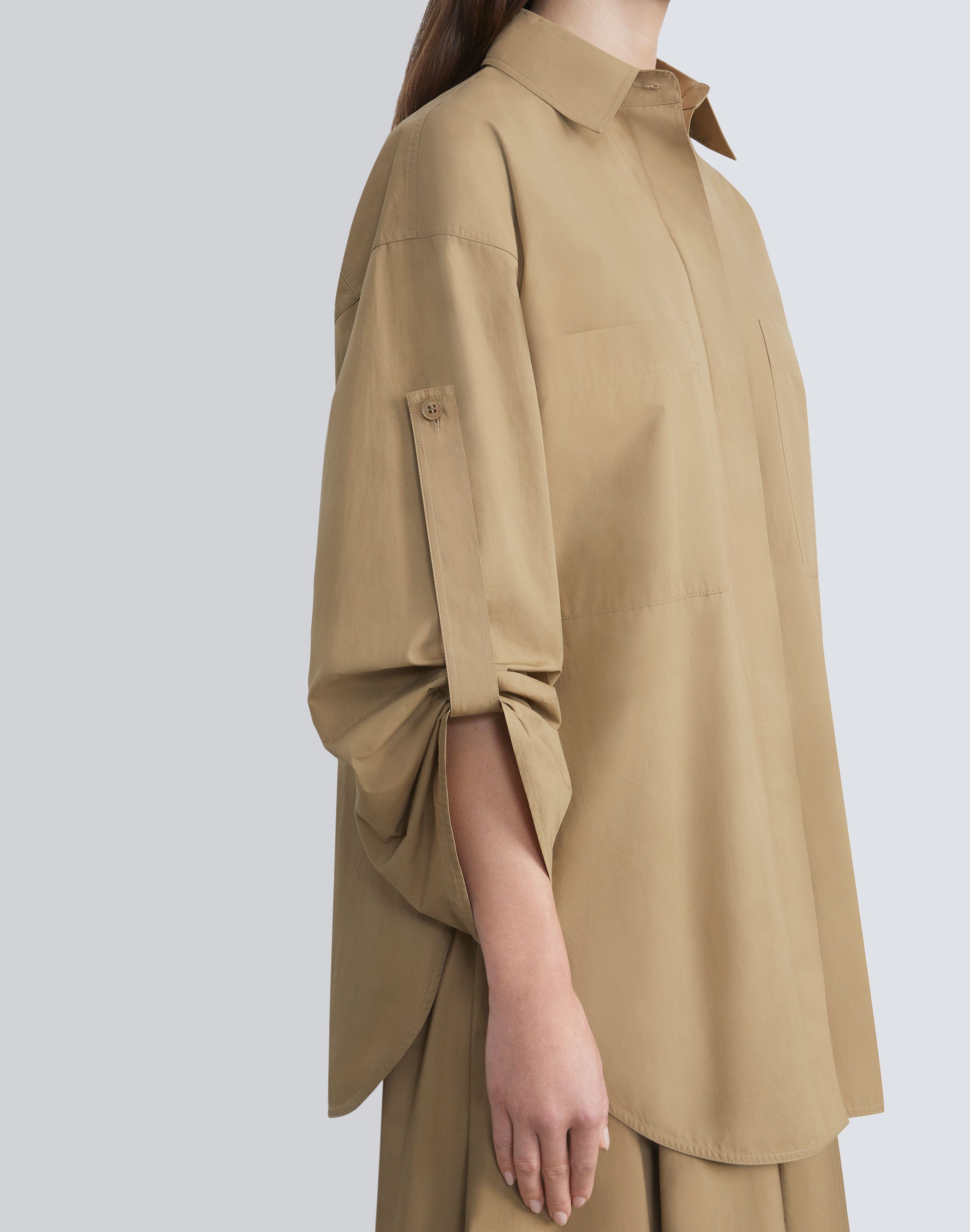Organic Cotton Poplin Tab Sleeve Shirt