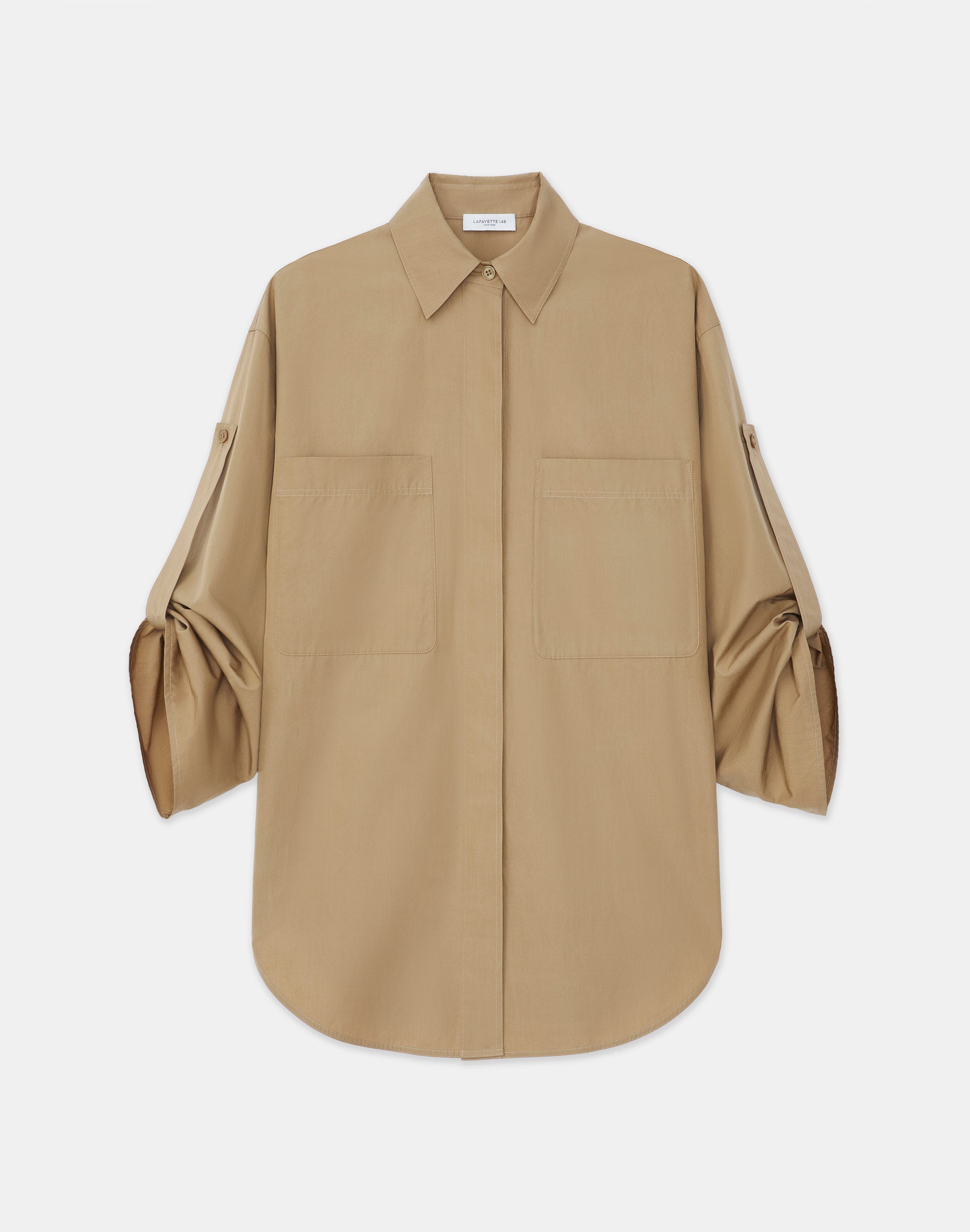 Organic Cotton Poplin Tab Sleeve Shirt