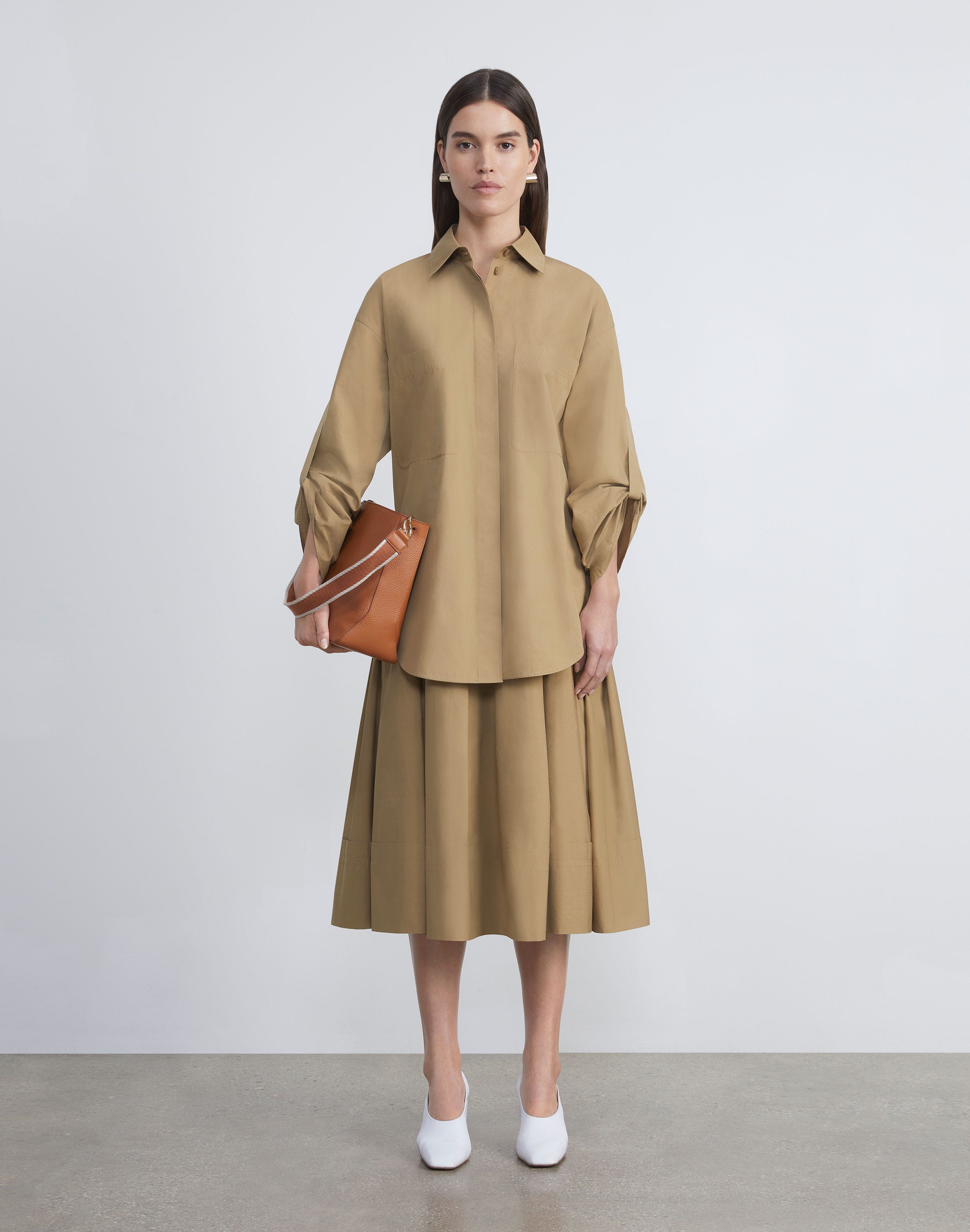 Organic Cotton Poplin Tab Sleeve Shirt