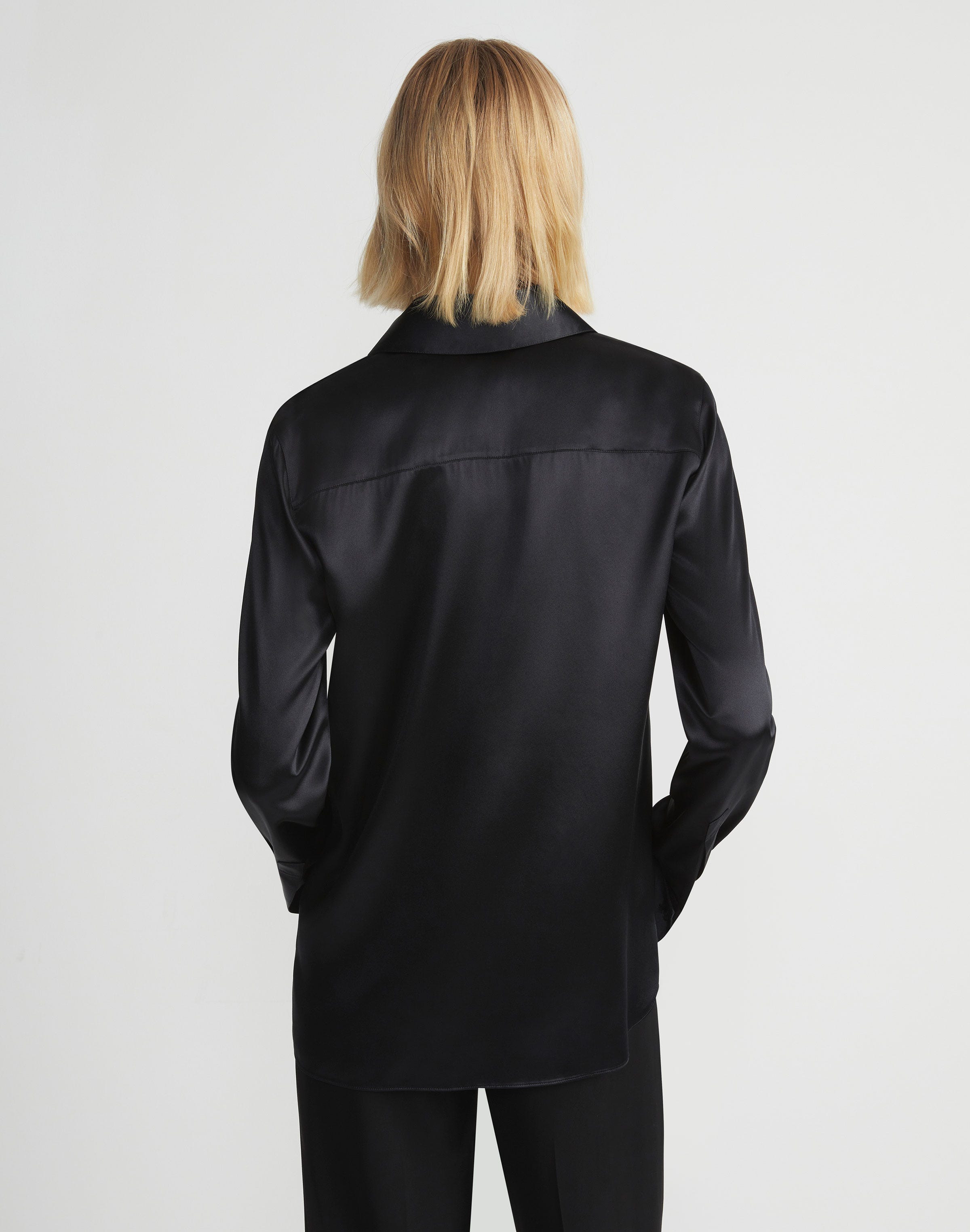 Plus-Size Silk Charmeuse French Cuff Blouse