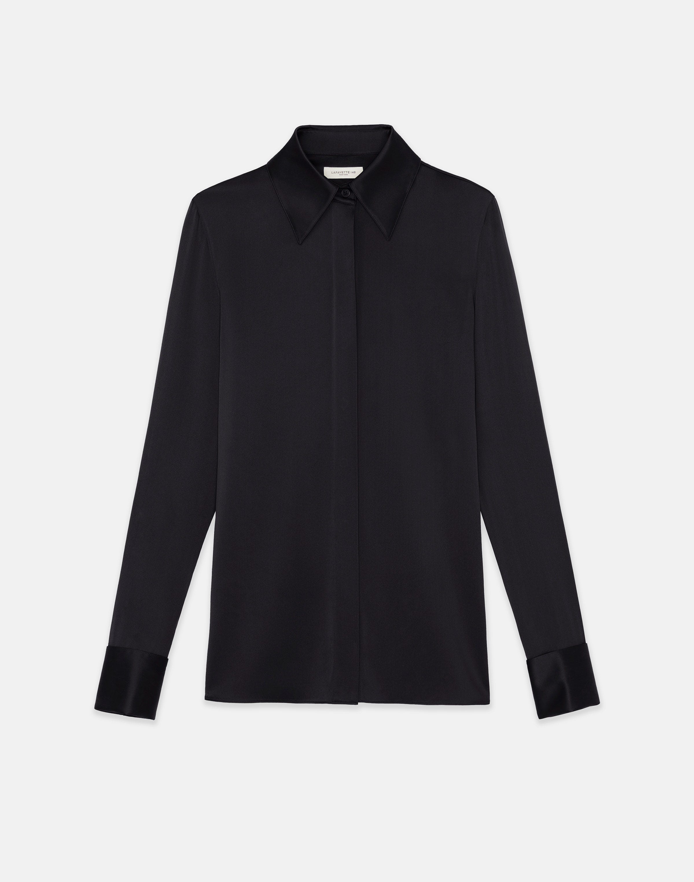 Plus-Size Silk Charmeuse French Cuff Blouse