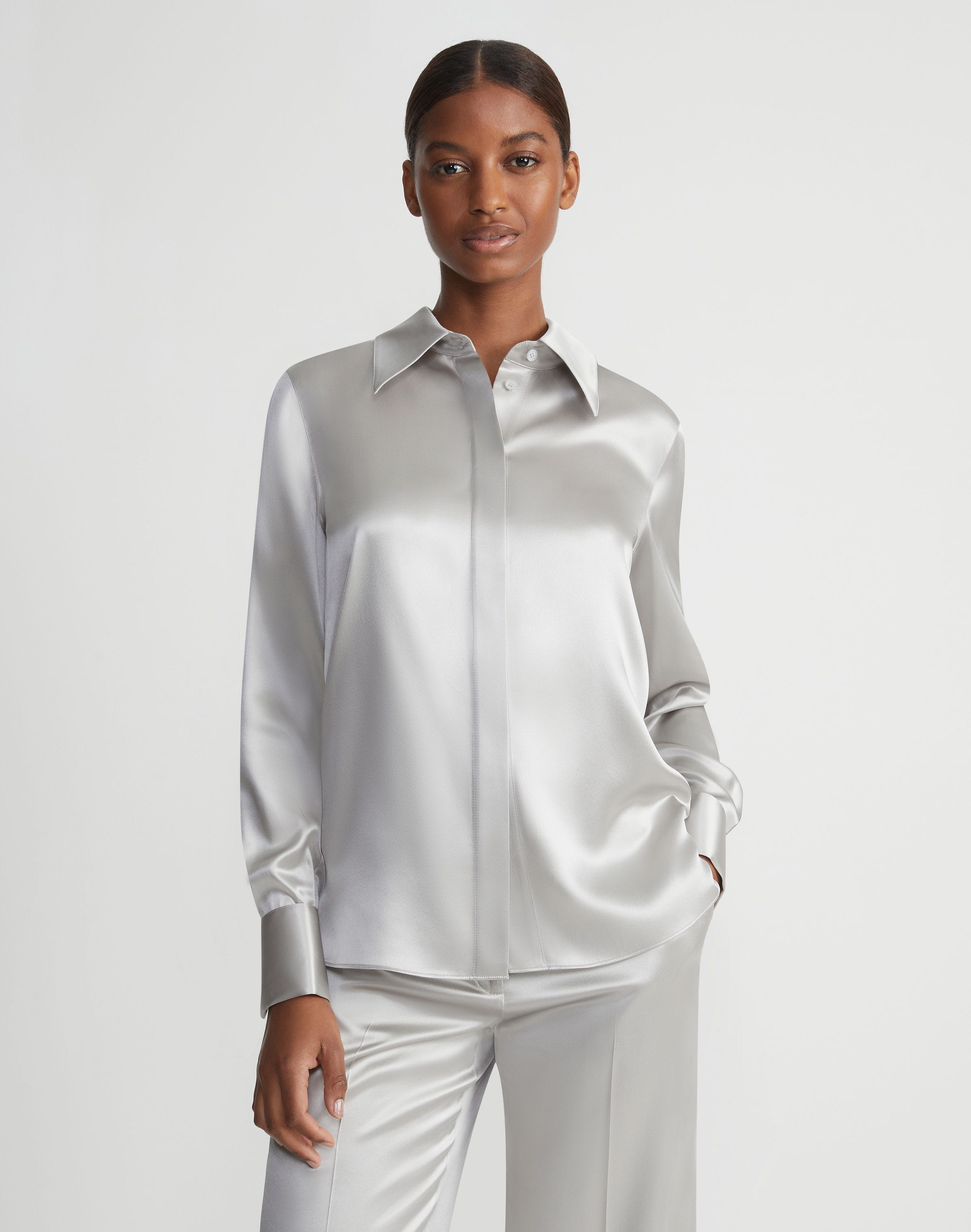 Silk Charmeuse French Cuff Blouse