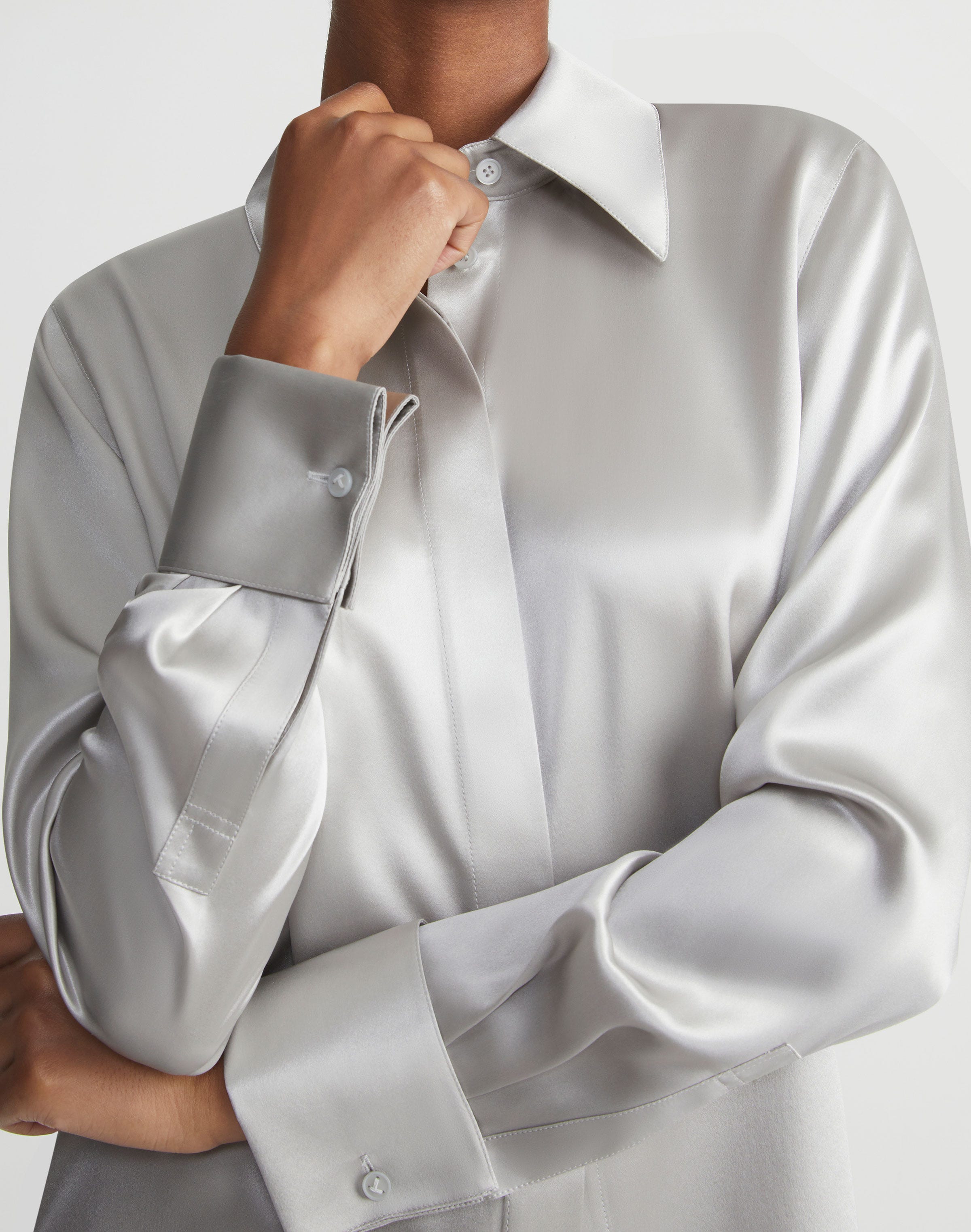 Silk Charmeuse French Cuff Blouse