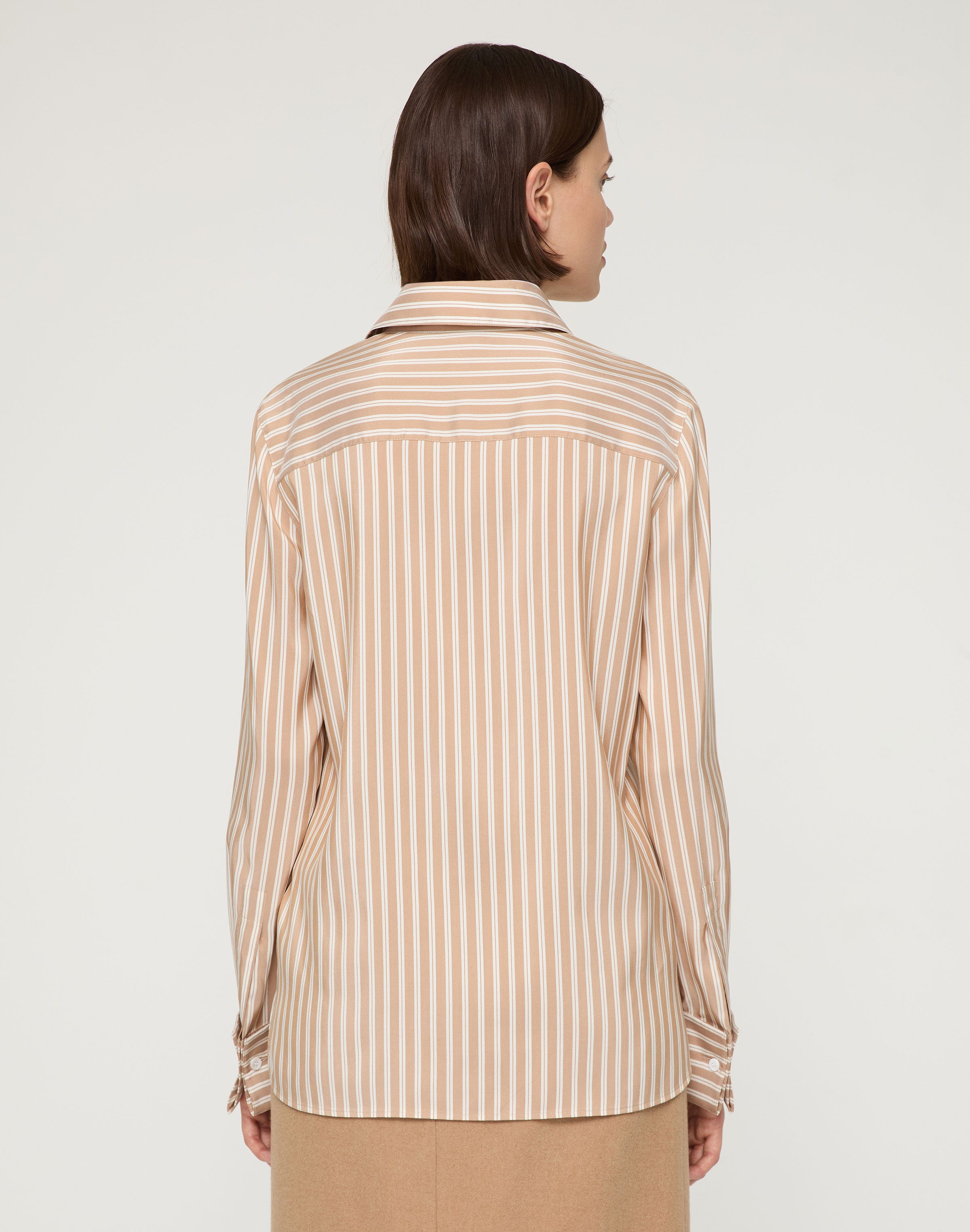 Striped Silk French Cuff Blouse