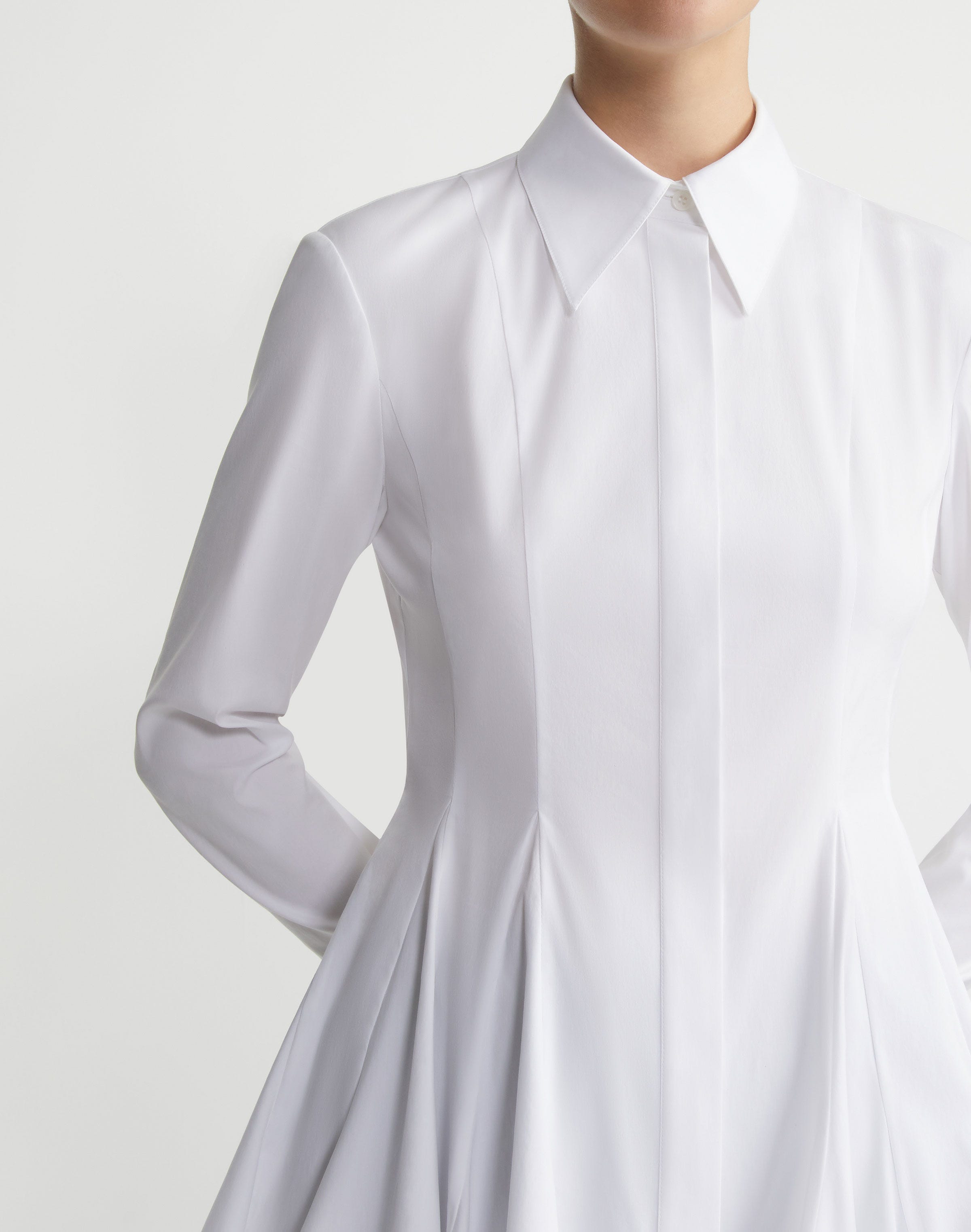 Classic Stretch Cotton Godet Peplum Shirt