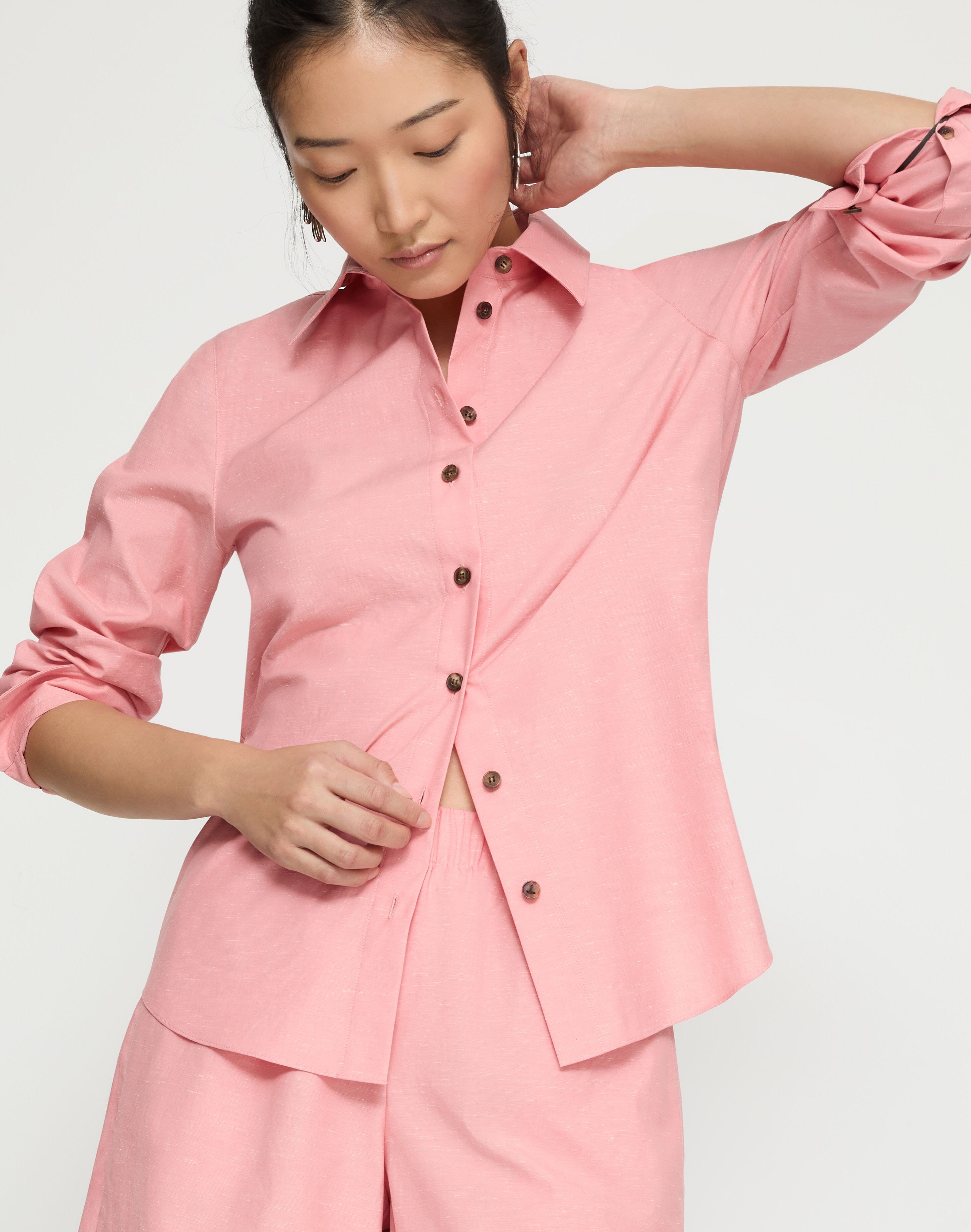 Slubbed Cotton Button Down Shirt