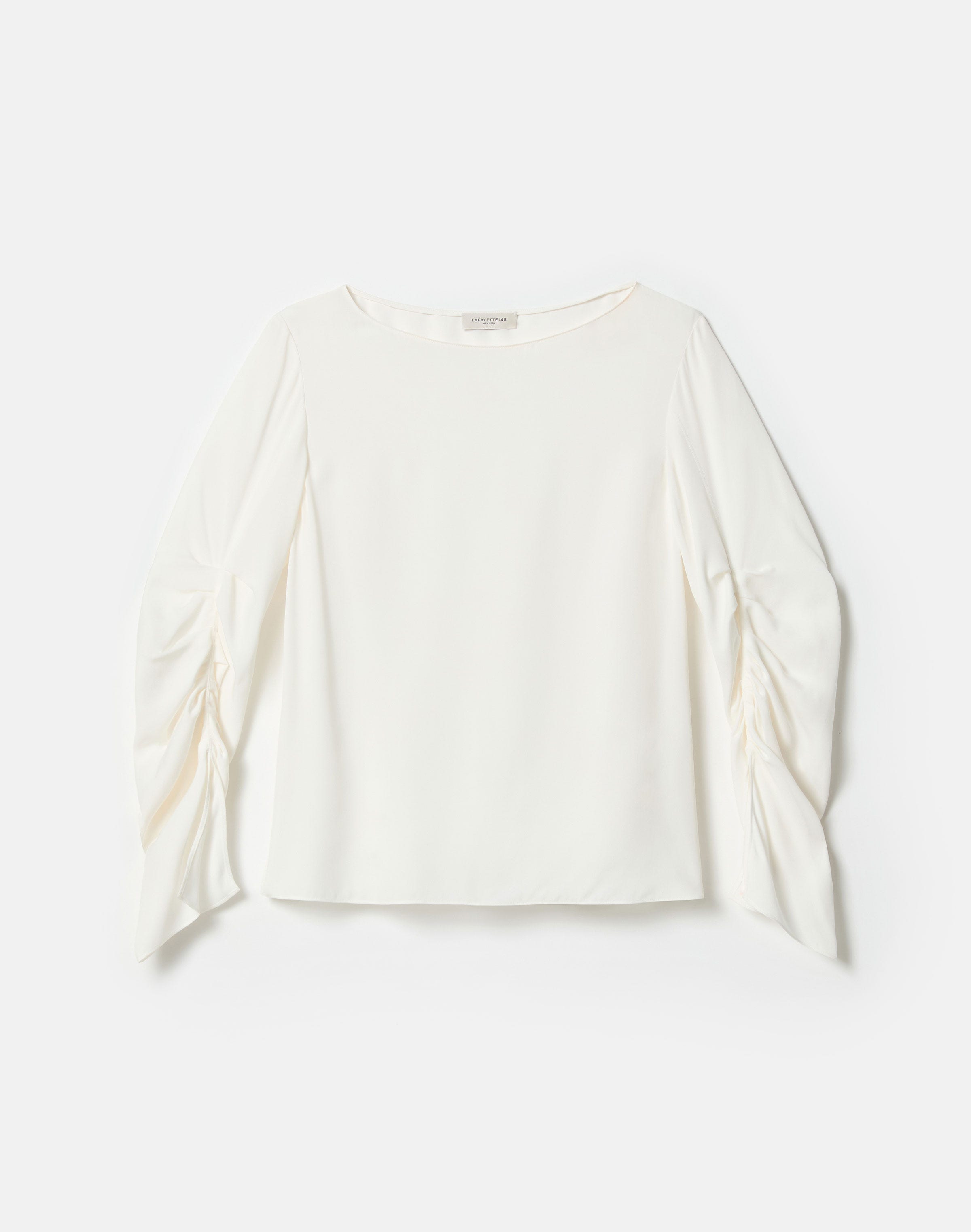 Organic Silk Georgette Split Ruched Sleeve Blouse