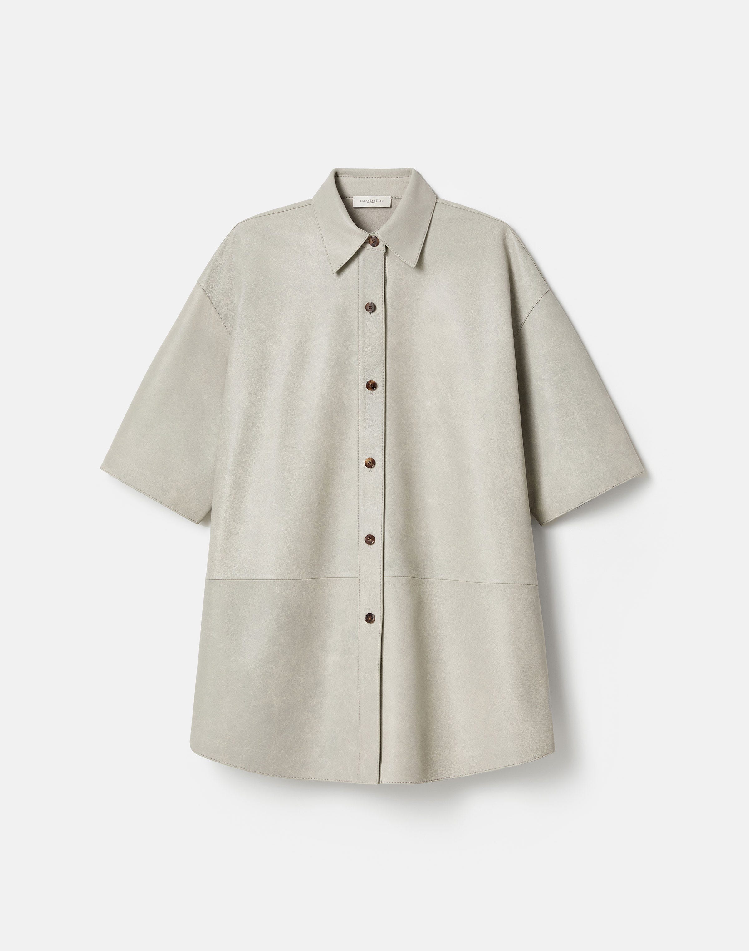 Lambskin Leather Drop Shoulder Oversized Shirt