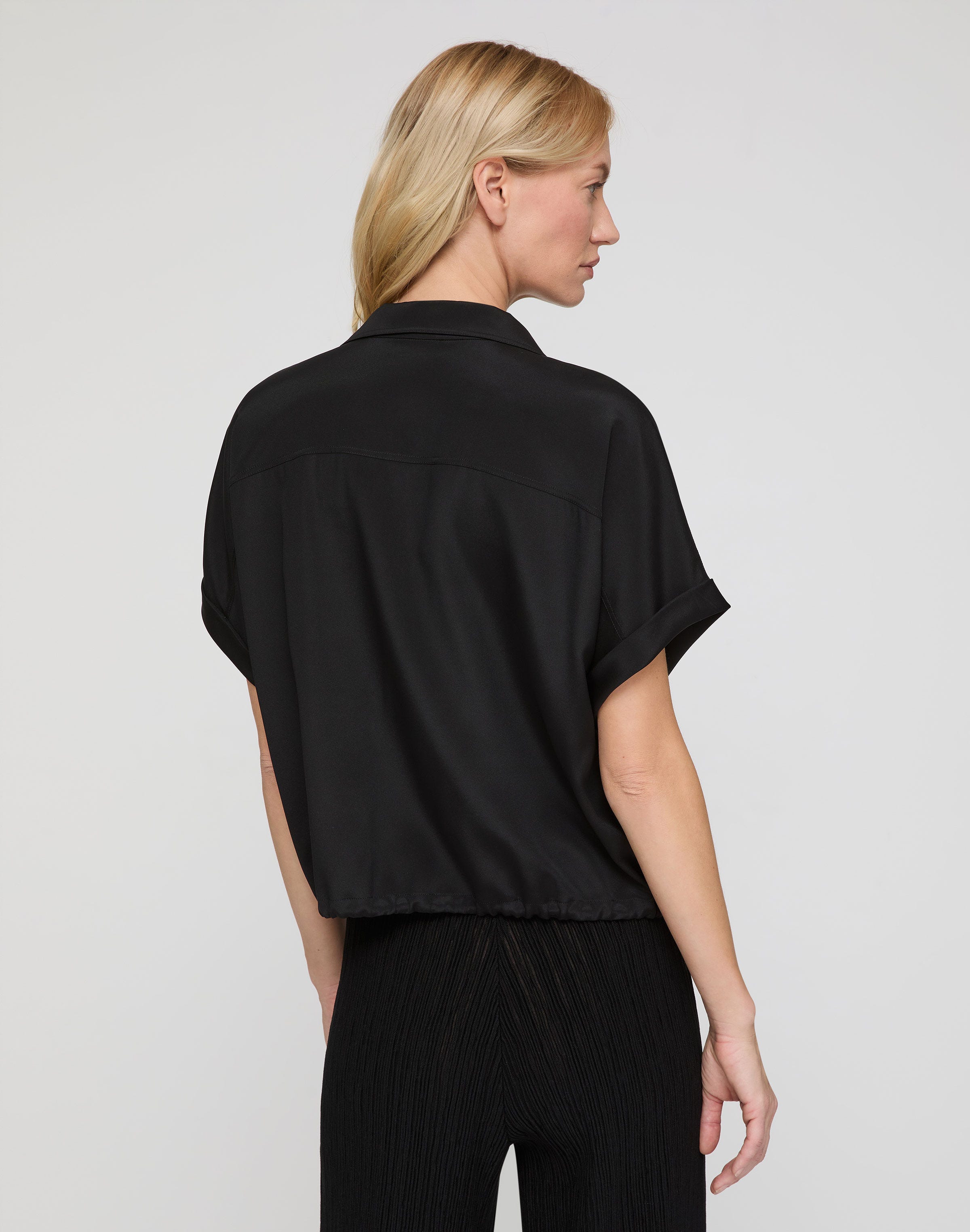Organic Silk Stretch Georgette Zip Front Blouse