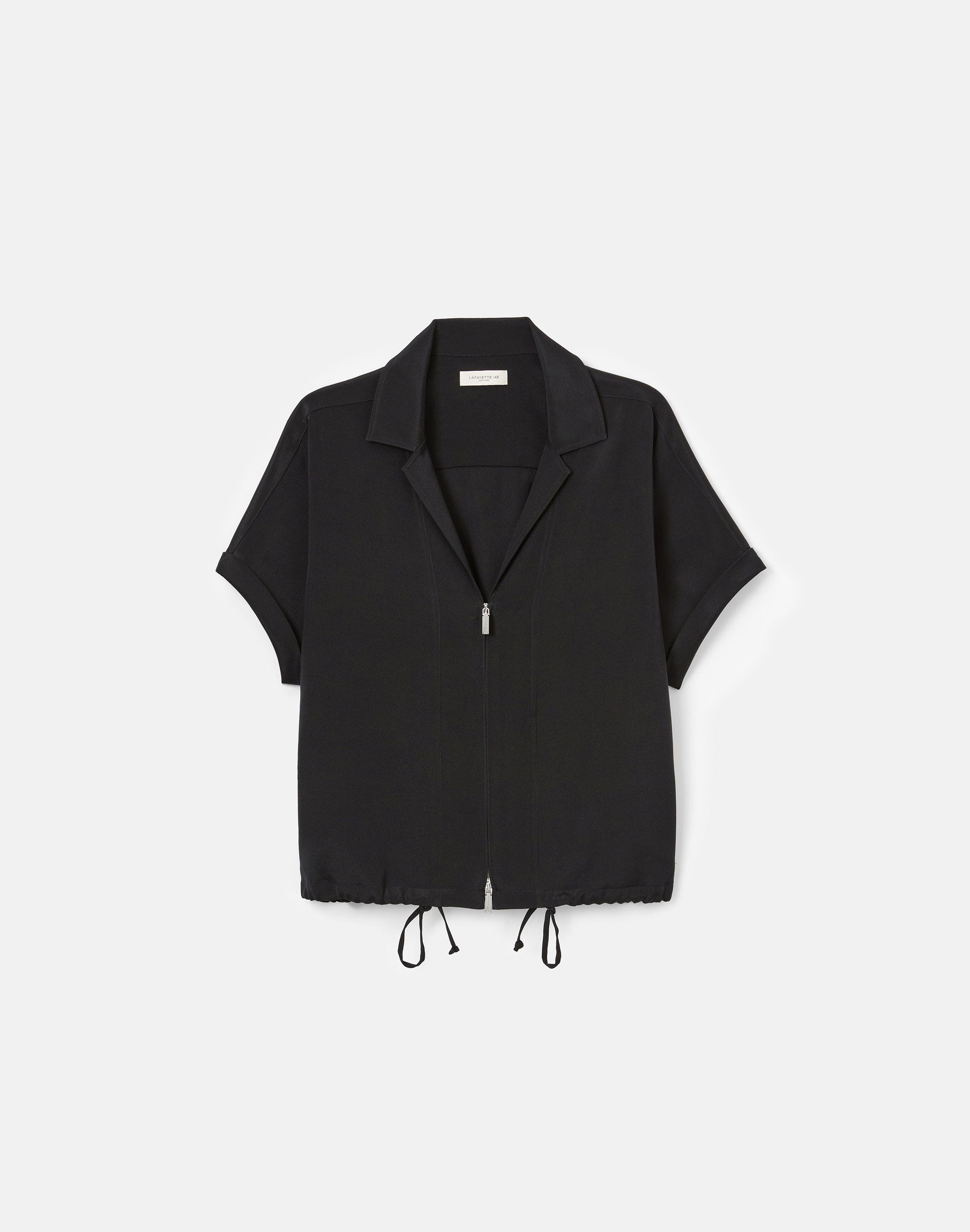 Organic Silk Stretch Georgette Zip Front Blouse