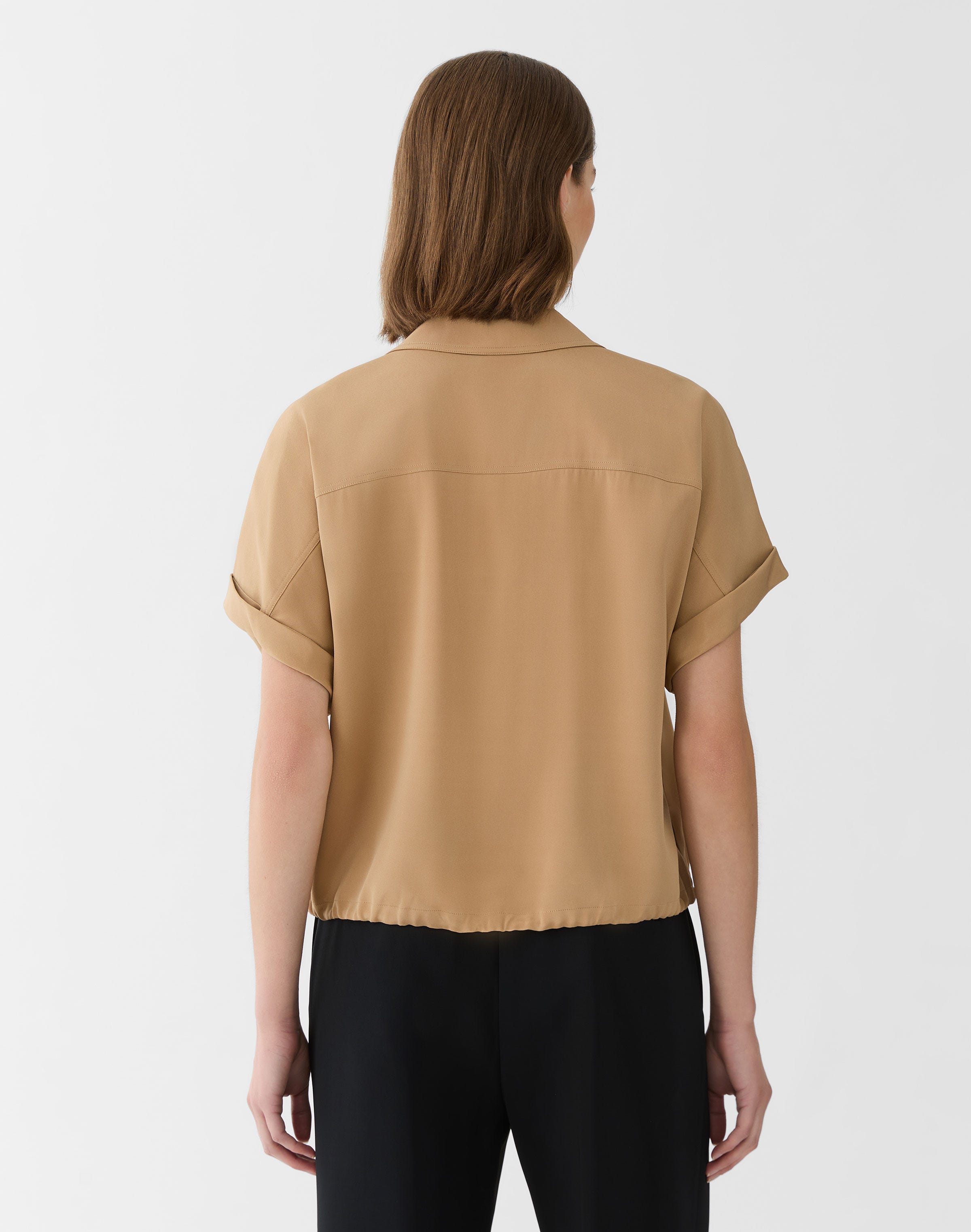 Organic Silk Stretch Georgette Zip Front Blouse