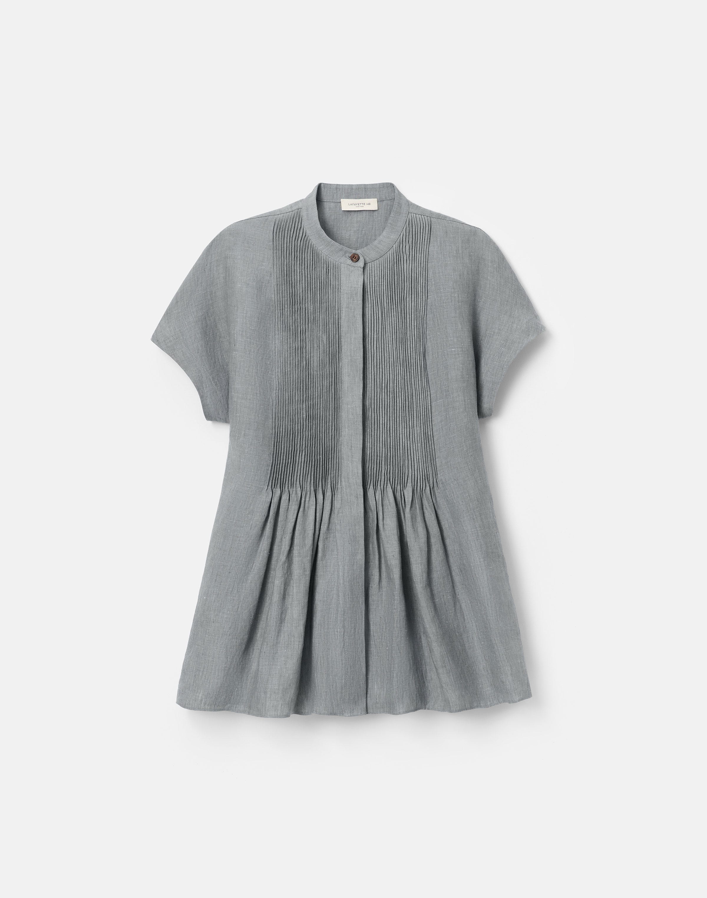 Organic Linen Pintuck Bib Blouse