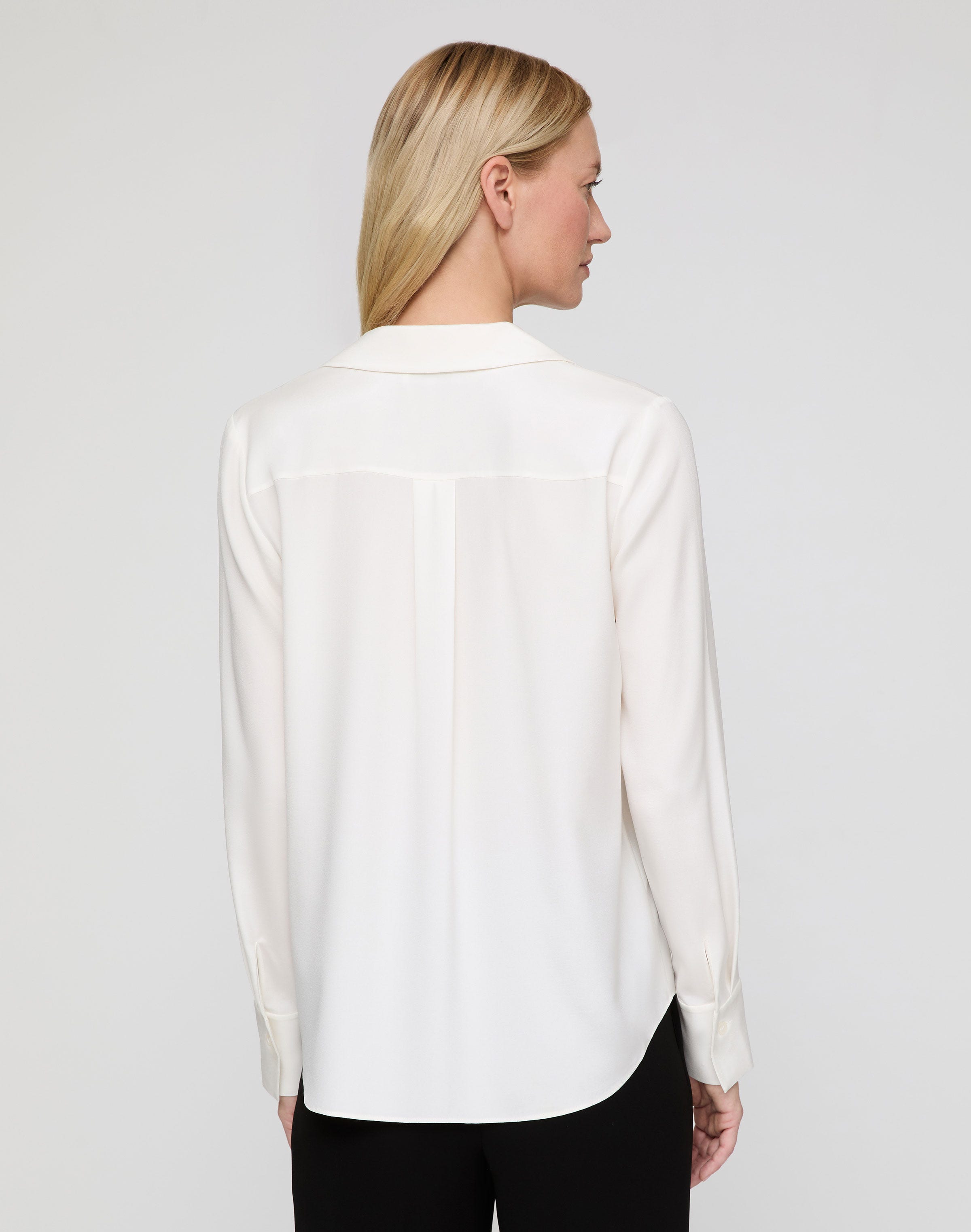 Organic Silk Stretch Georgette Collared Blouse