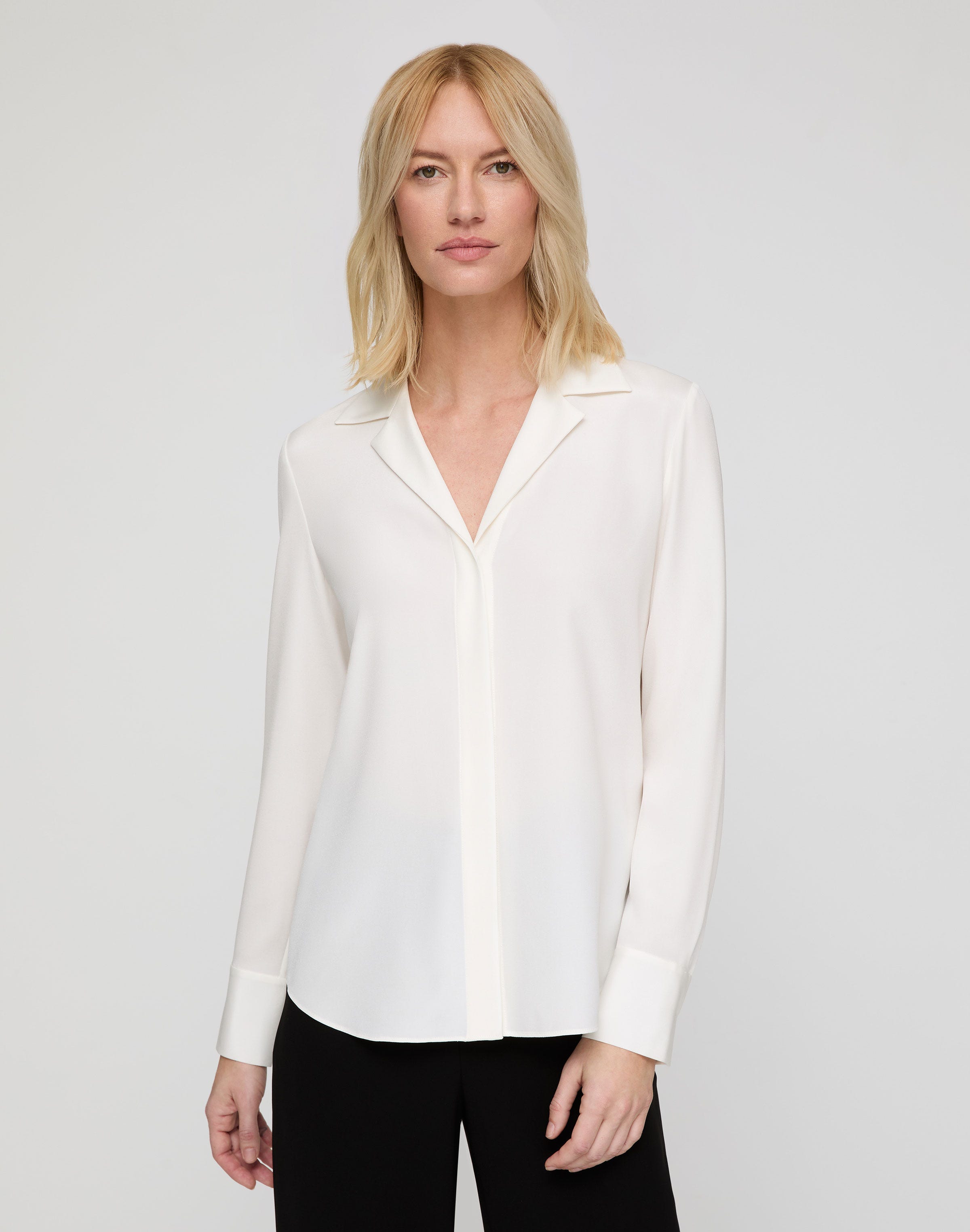 Organic Silk Stretch Georgette Collared Blouse