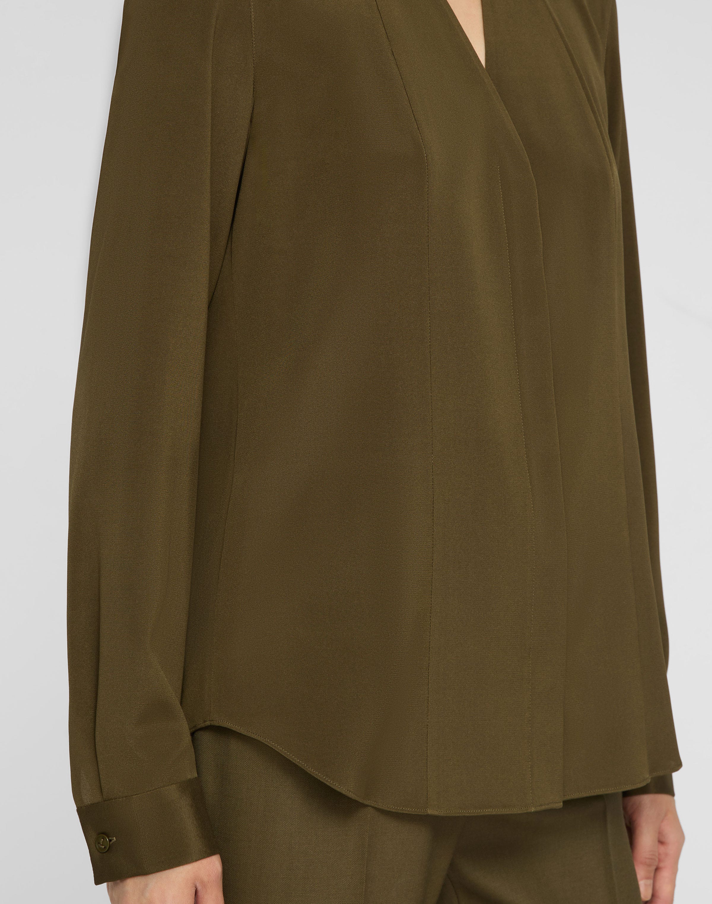 Organic Silk Stretch Georgette V-Neck Blouse
