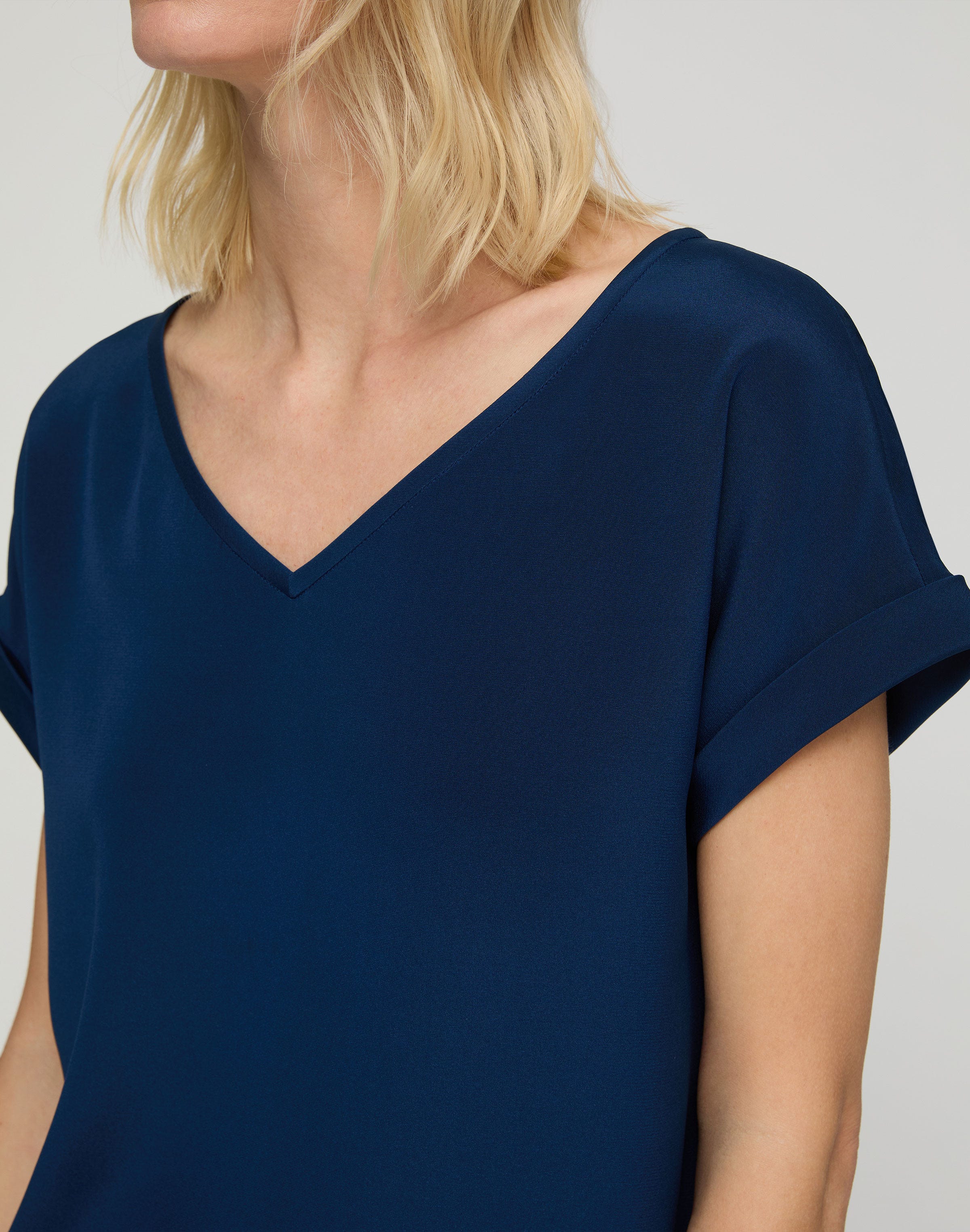 Organic Silk Stretch Georgette V-Neck Blouse