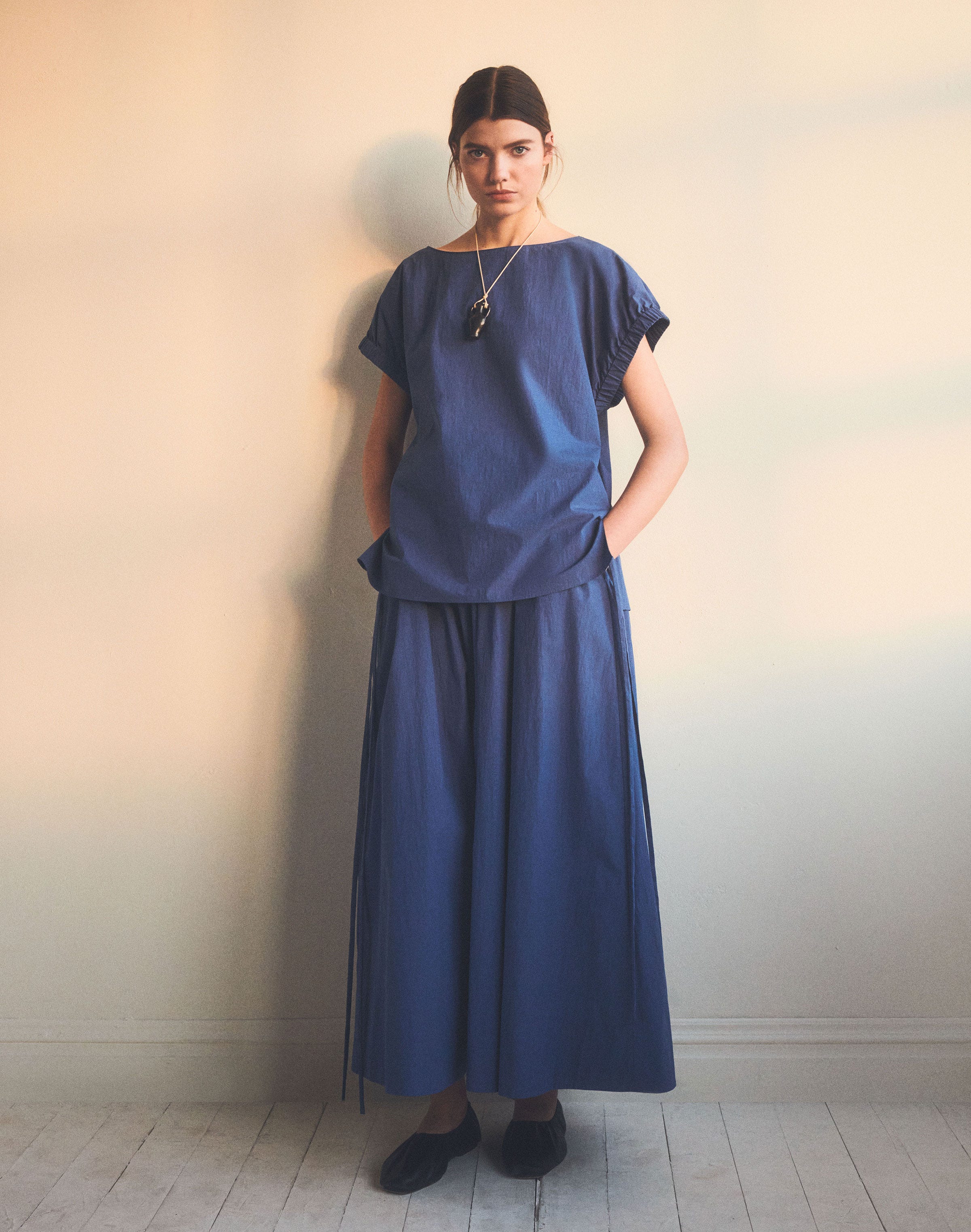 Travel Cotton Gathered Cuff Shirt