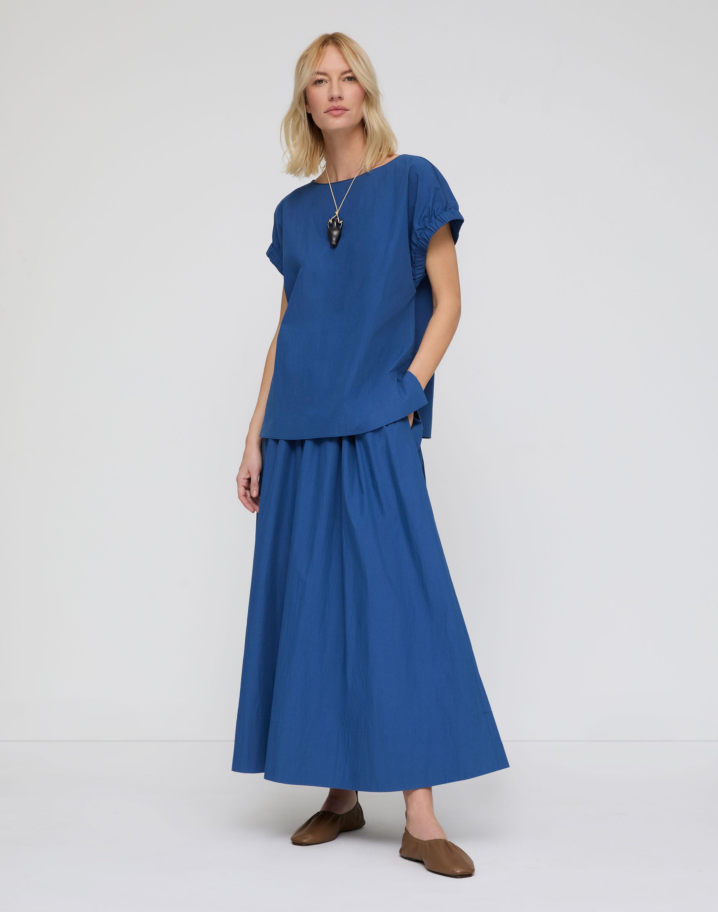 Travel Cotton Gathered Cuff Shirt