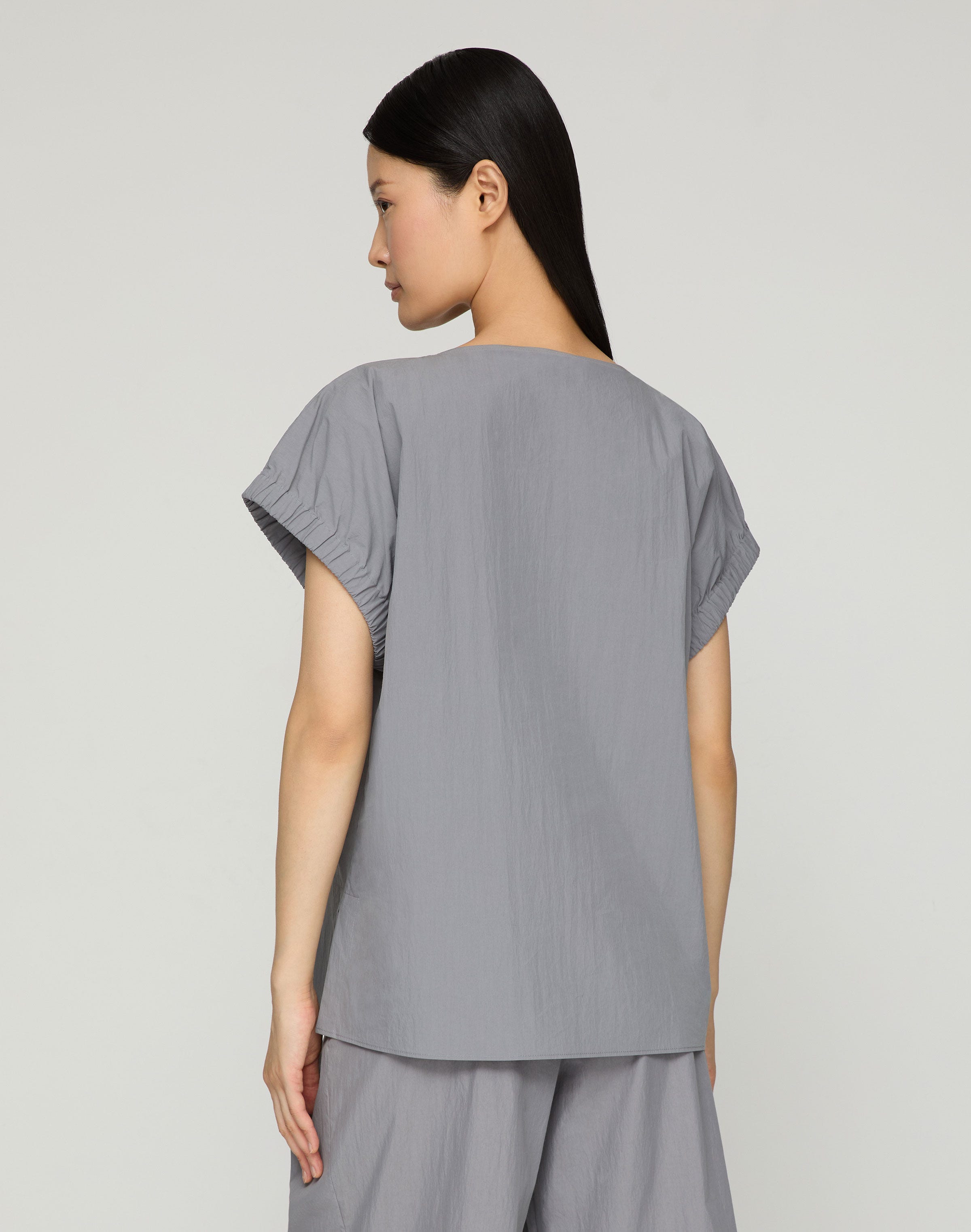 Travel Cotton Gathered Cuff Shirt