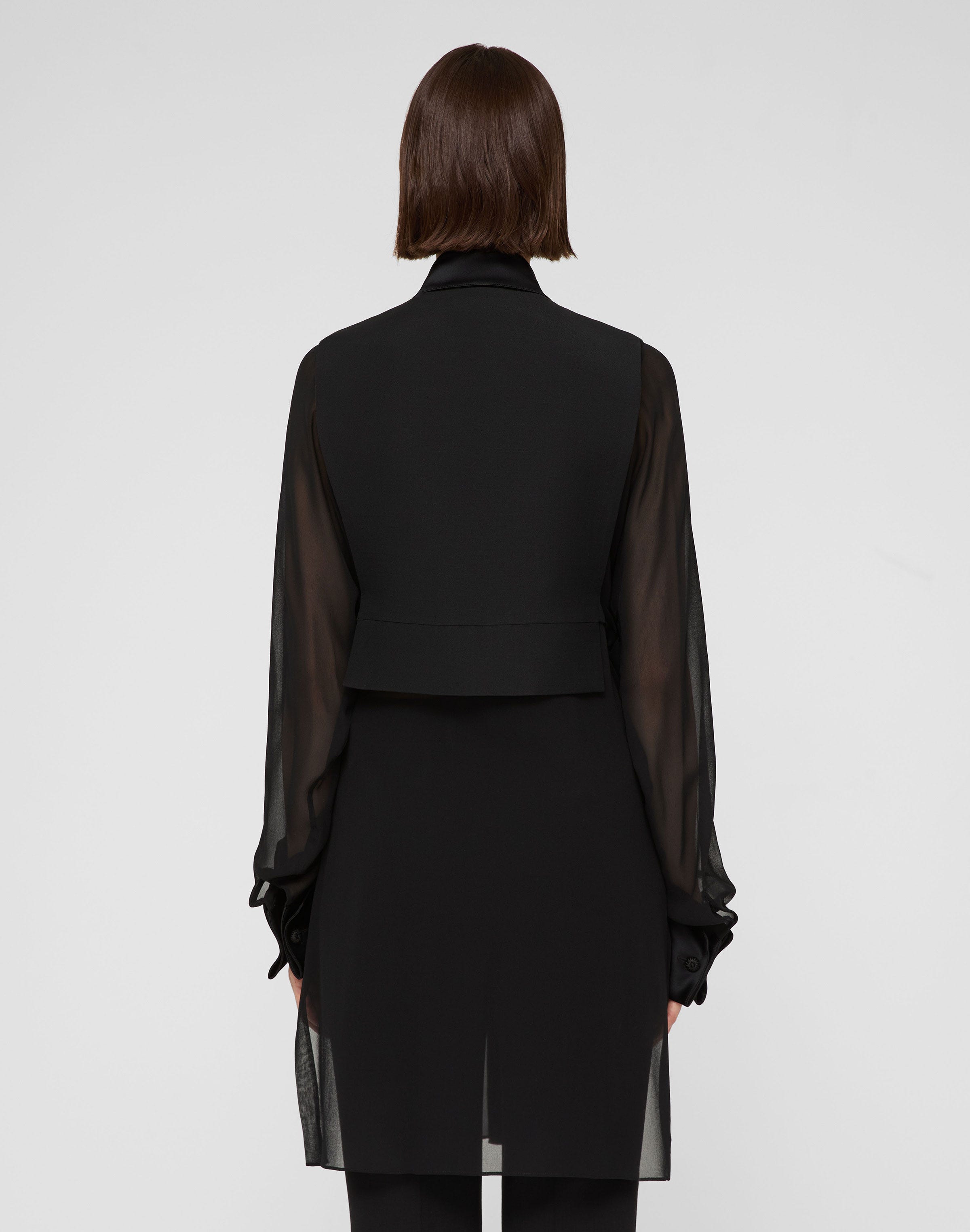 Silk Georgette Convertible Tuxedo Tunic & Vest