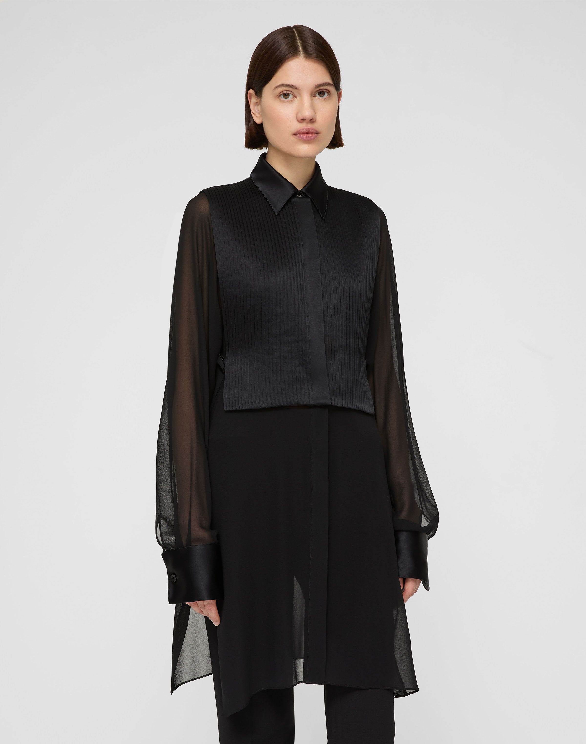 Silk Georgette Convertible Tuxedo Tunic & Vest