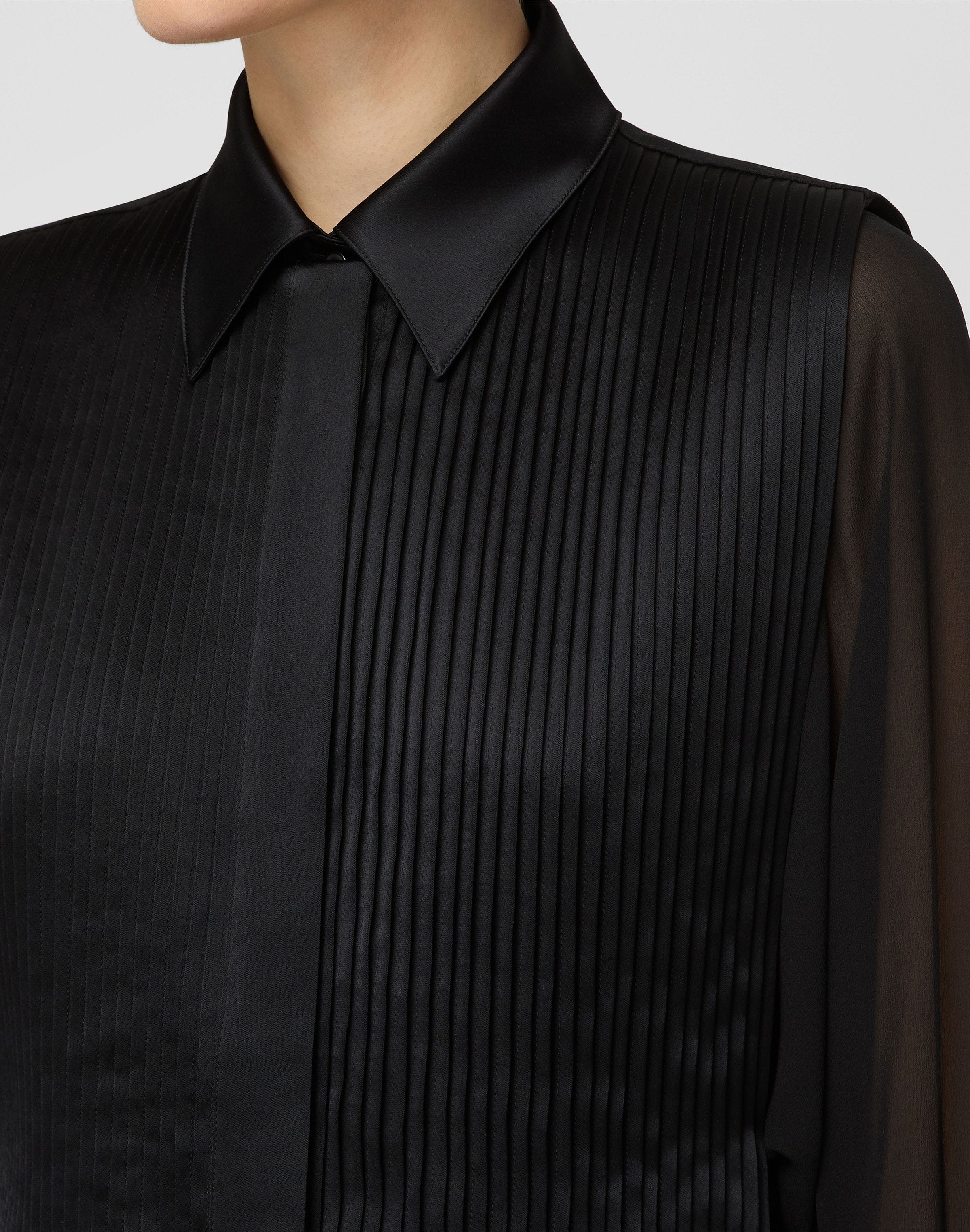 Silk Georgette Convertible Tuxedo Tunic & Vest