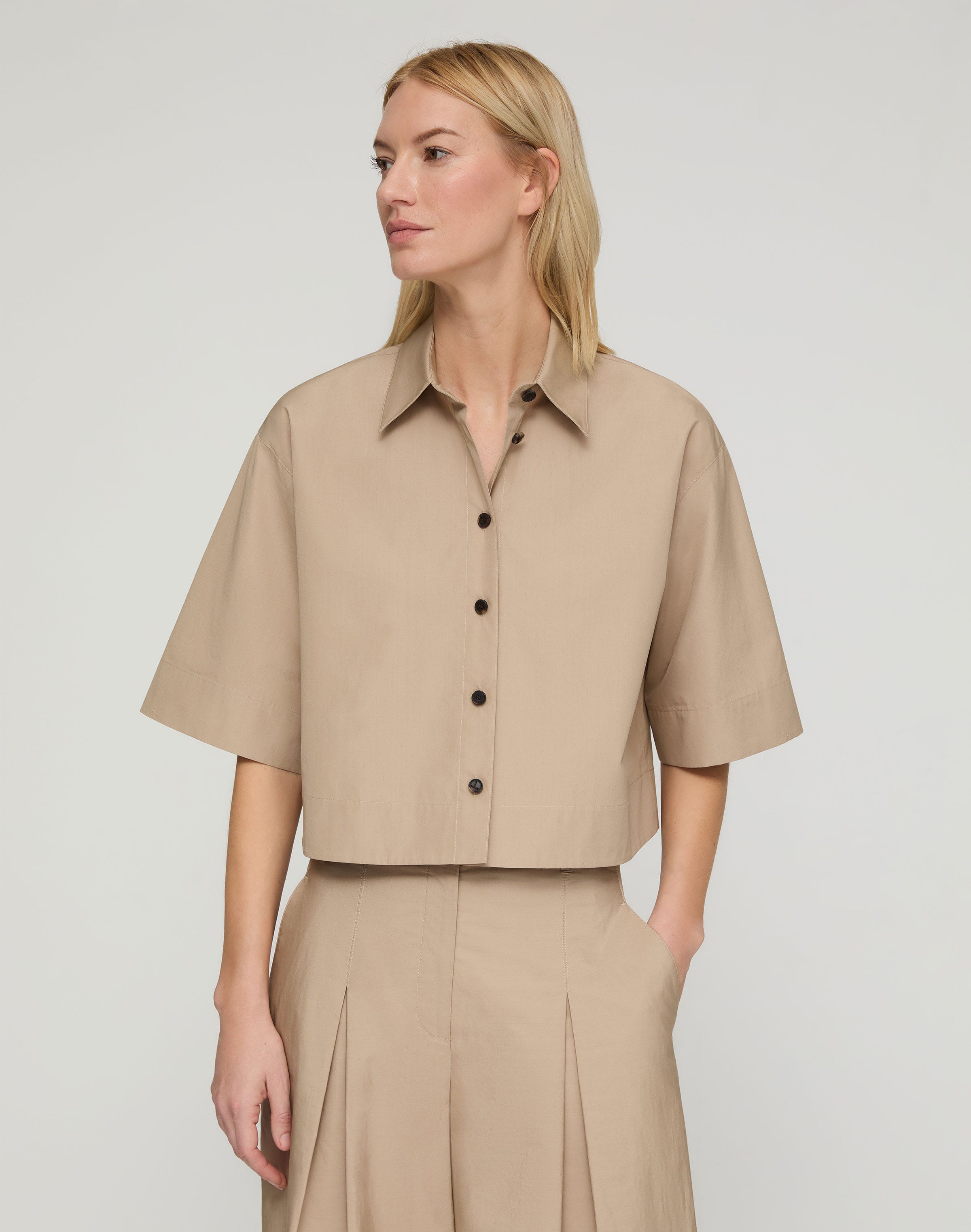 Organic Cotton Poplin Cropped Shirt