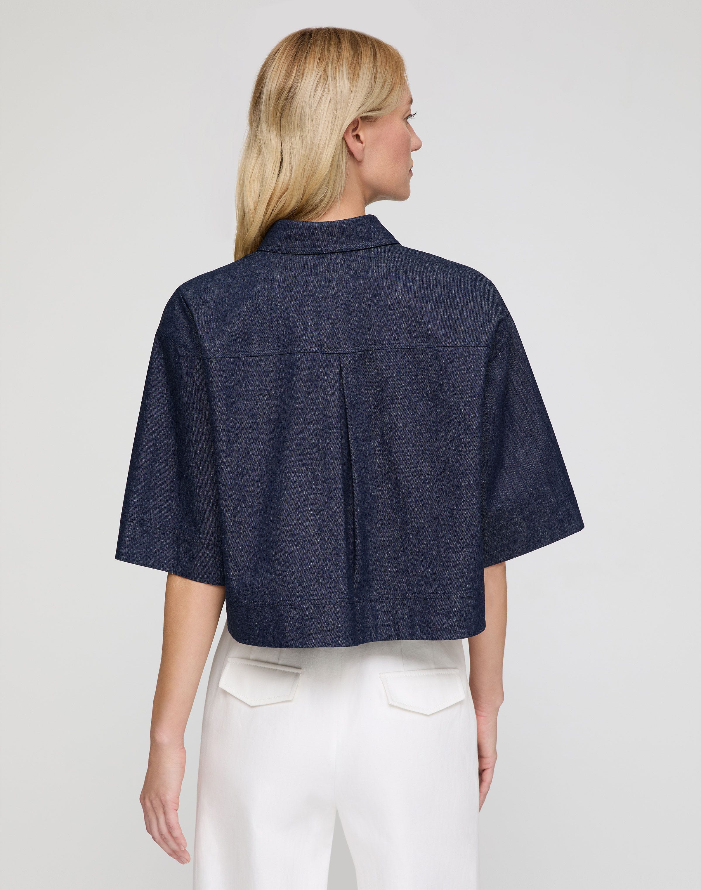 Lightweight Denim Cropped Shirt