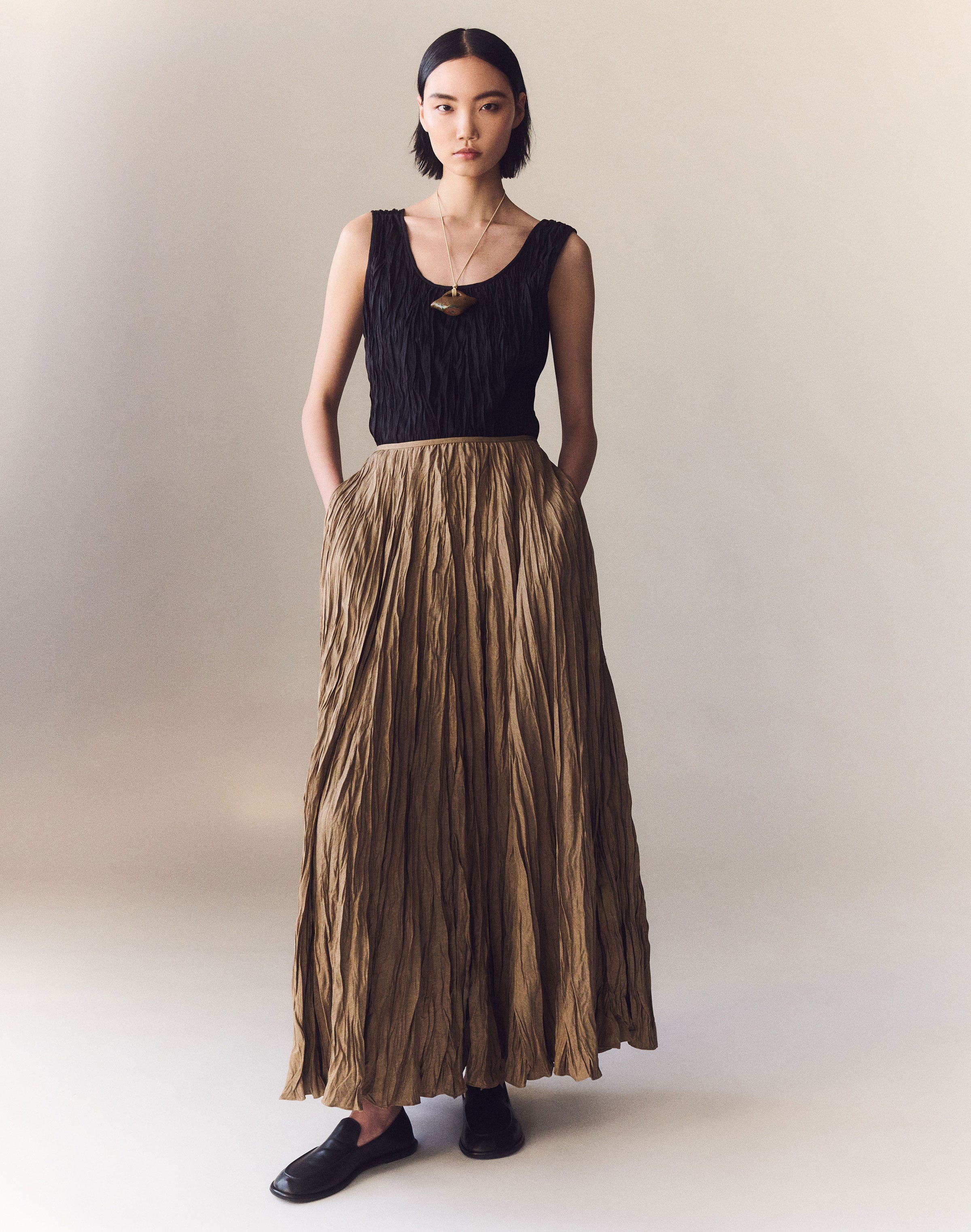 Hand Plissé Sleeveless Blouse