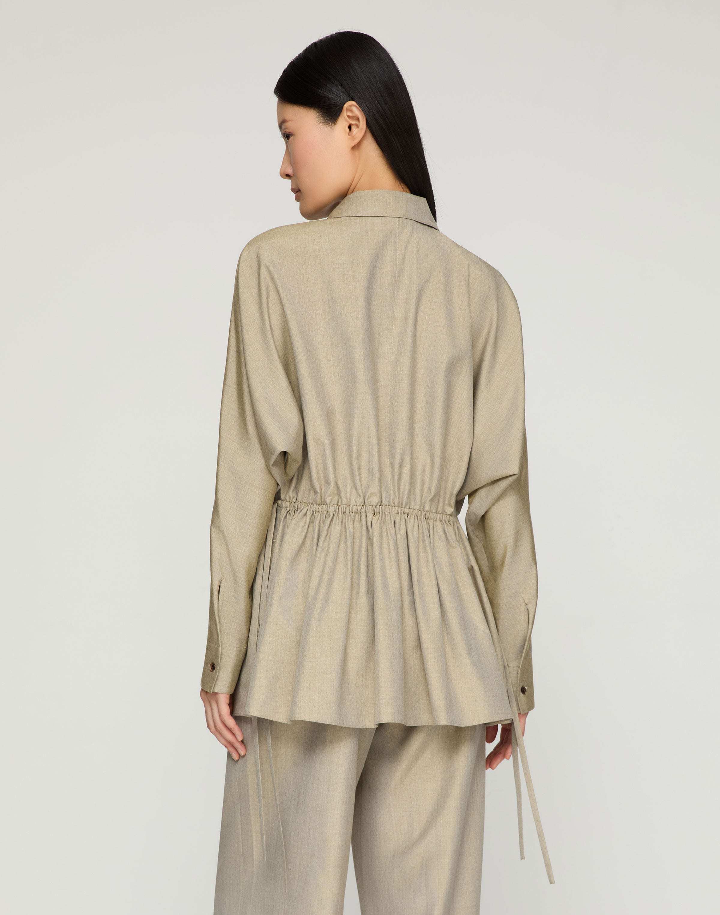 Silk Gathered Waist Blouse