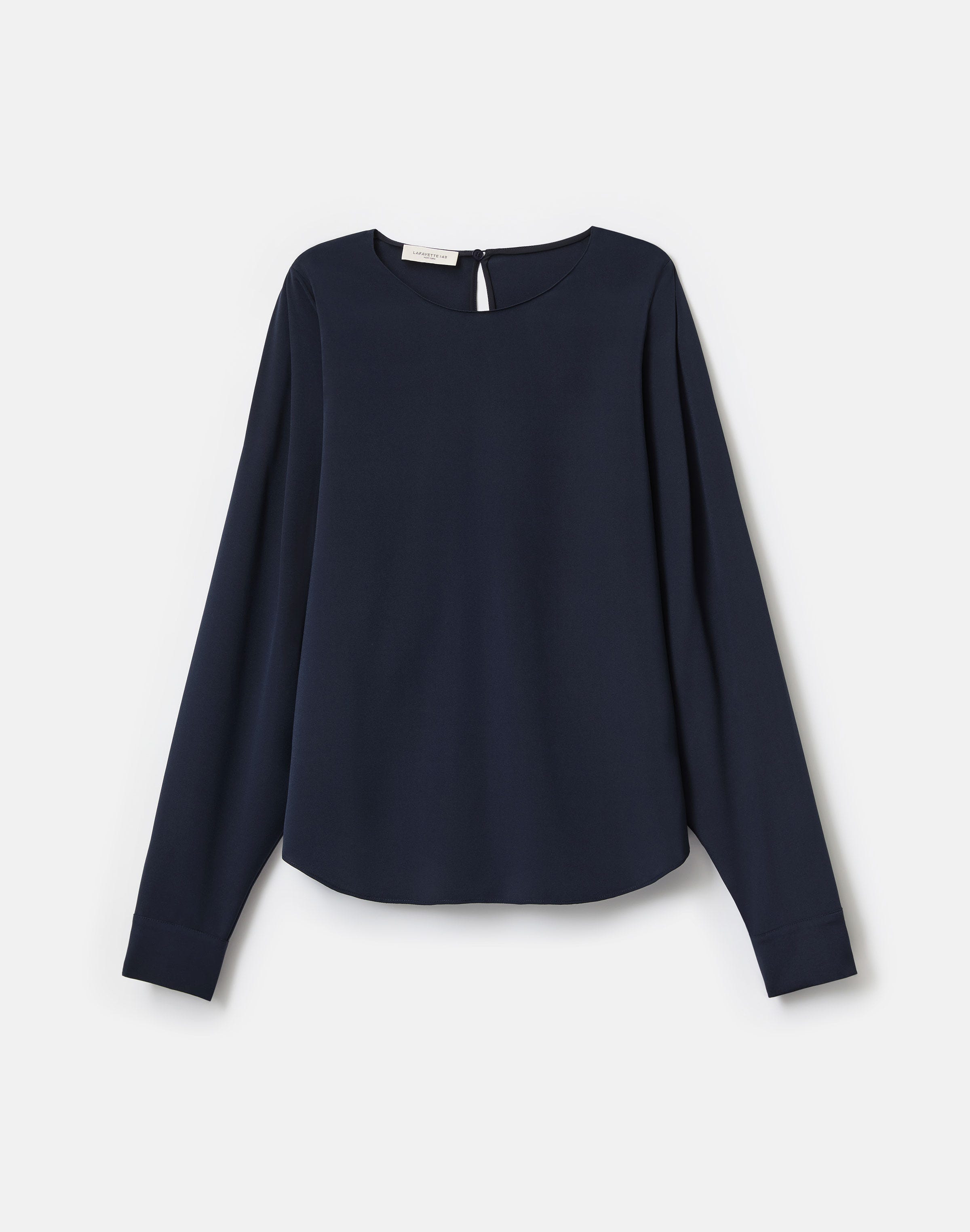 Organic Silk Stretch Georgette Pleated Shoulder Blouse
