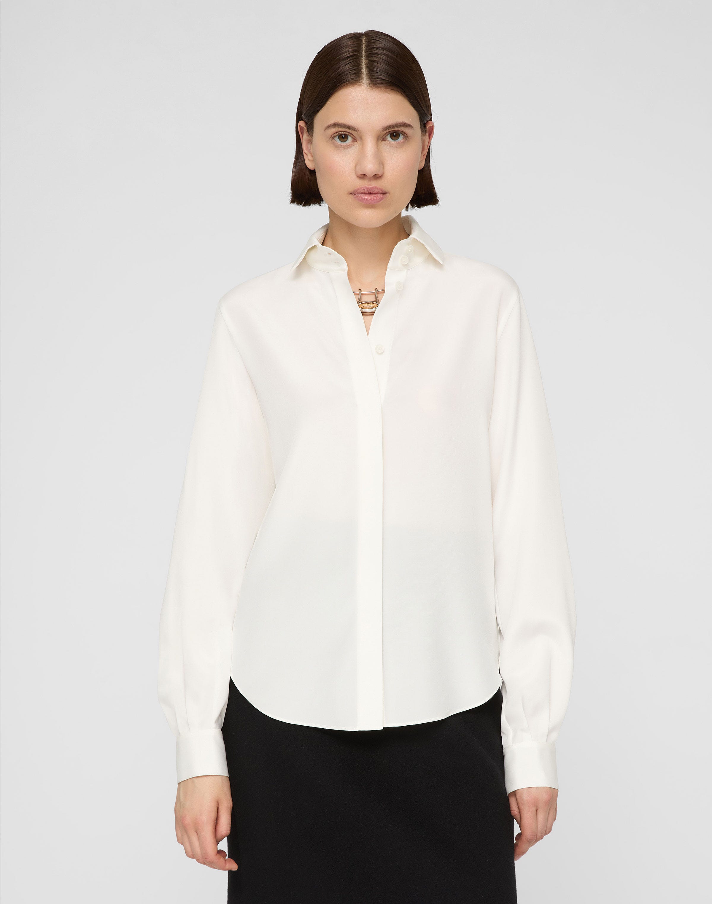 Organic Silk Stretch Georgette Pleated Back Blouse
