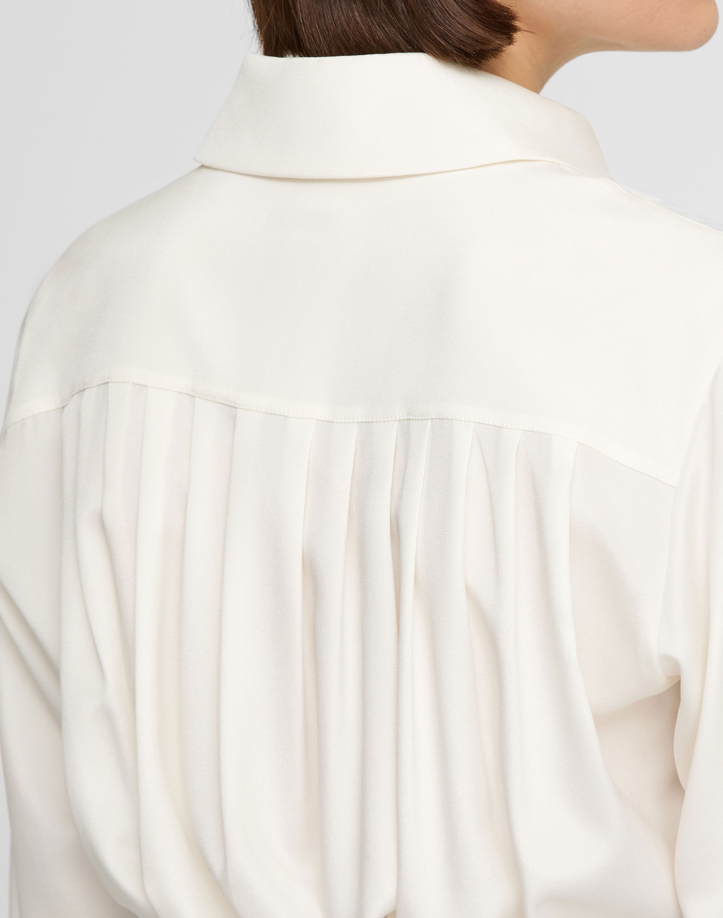 Organic Silk Stretch Georgette Pleated Back Blouse