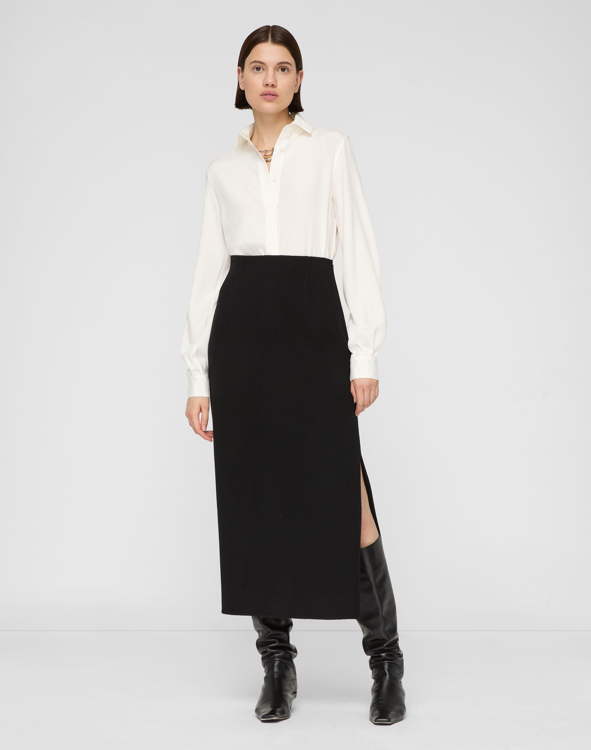 Organic Silk Stretch Georgette Pleated Back Blouse