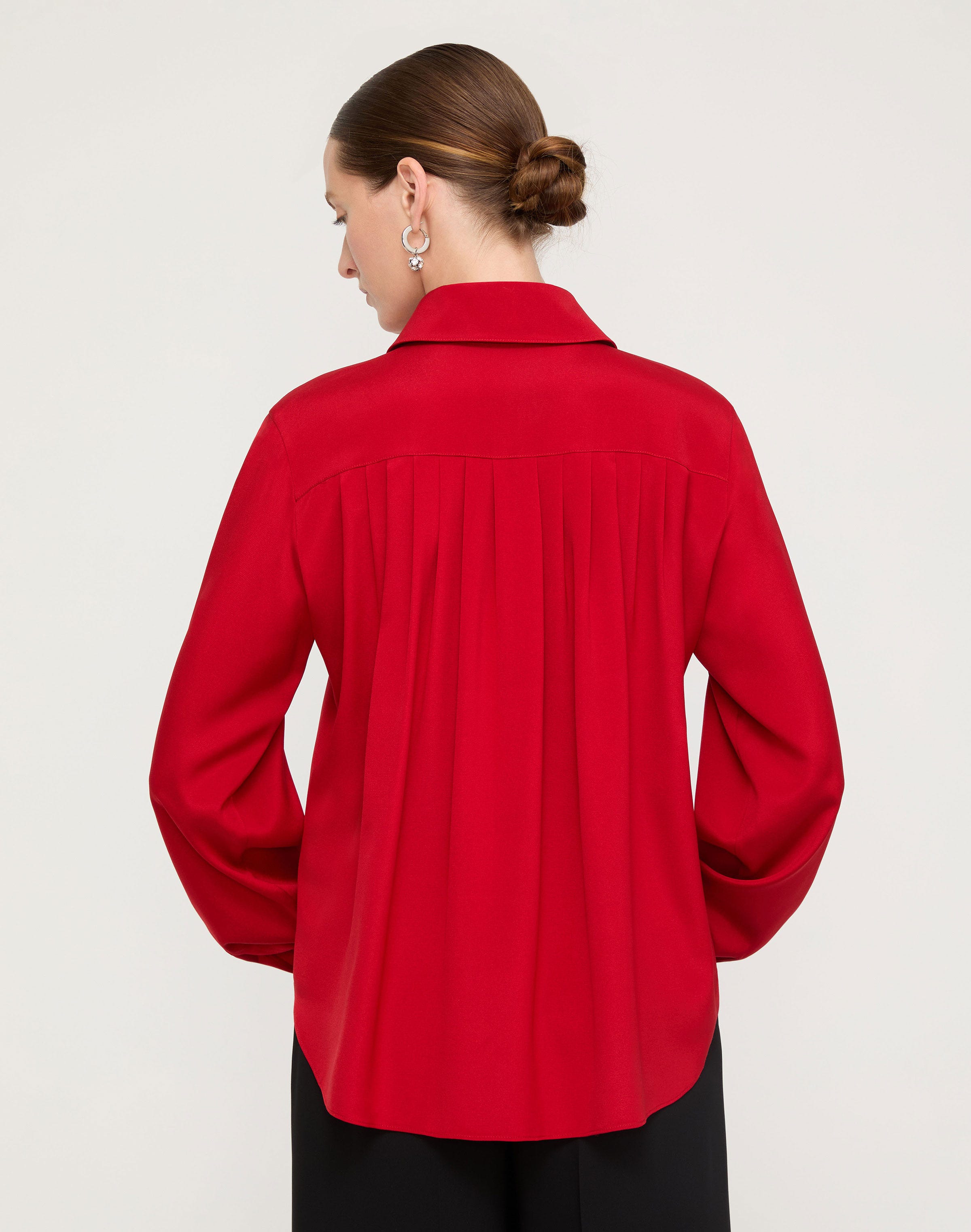 Organic Silk Stretch Georgette Pleated Back Blouse