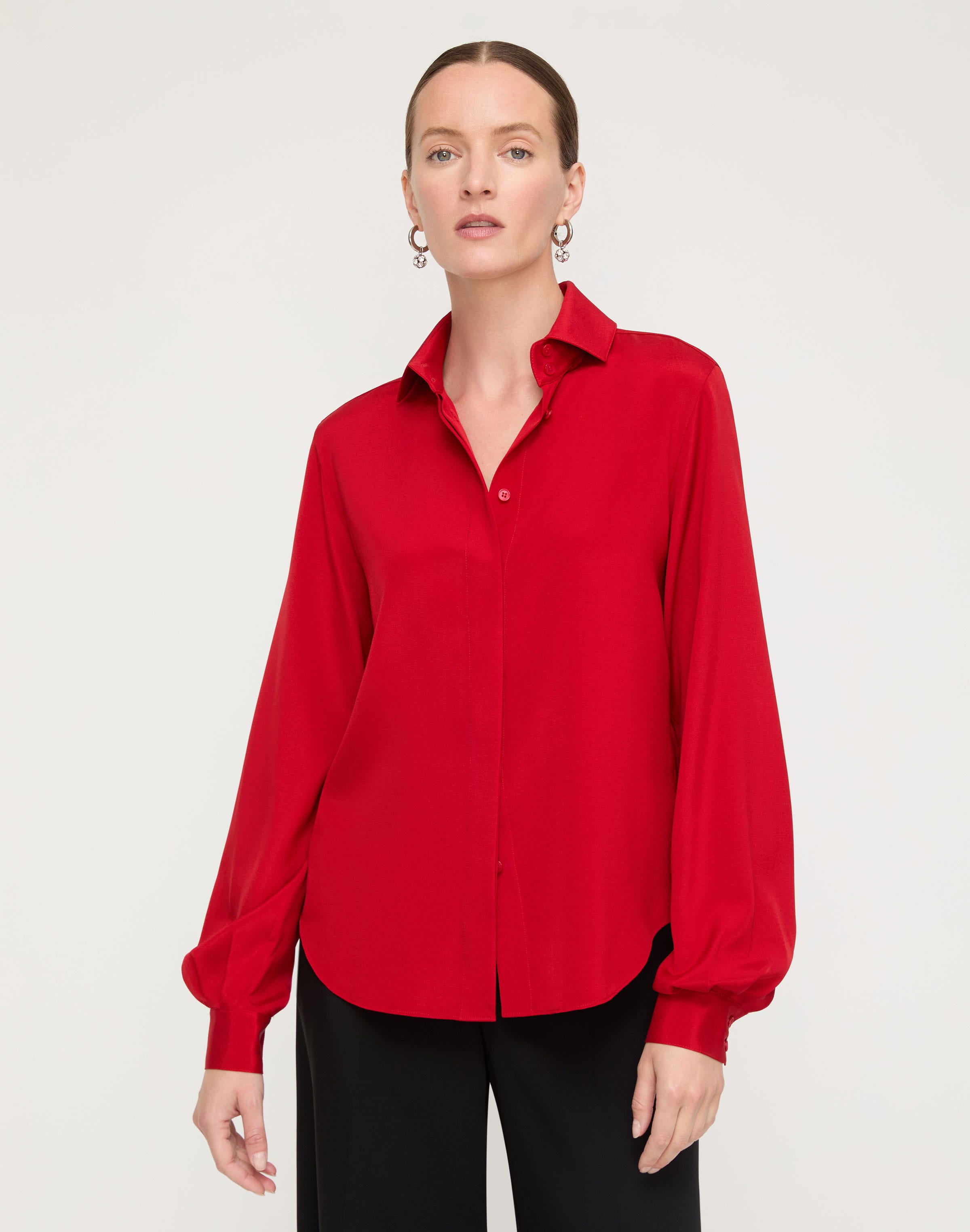 Organic Silk Stretch Georgette Pleated Back Blouse