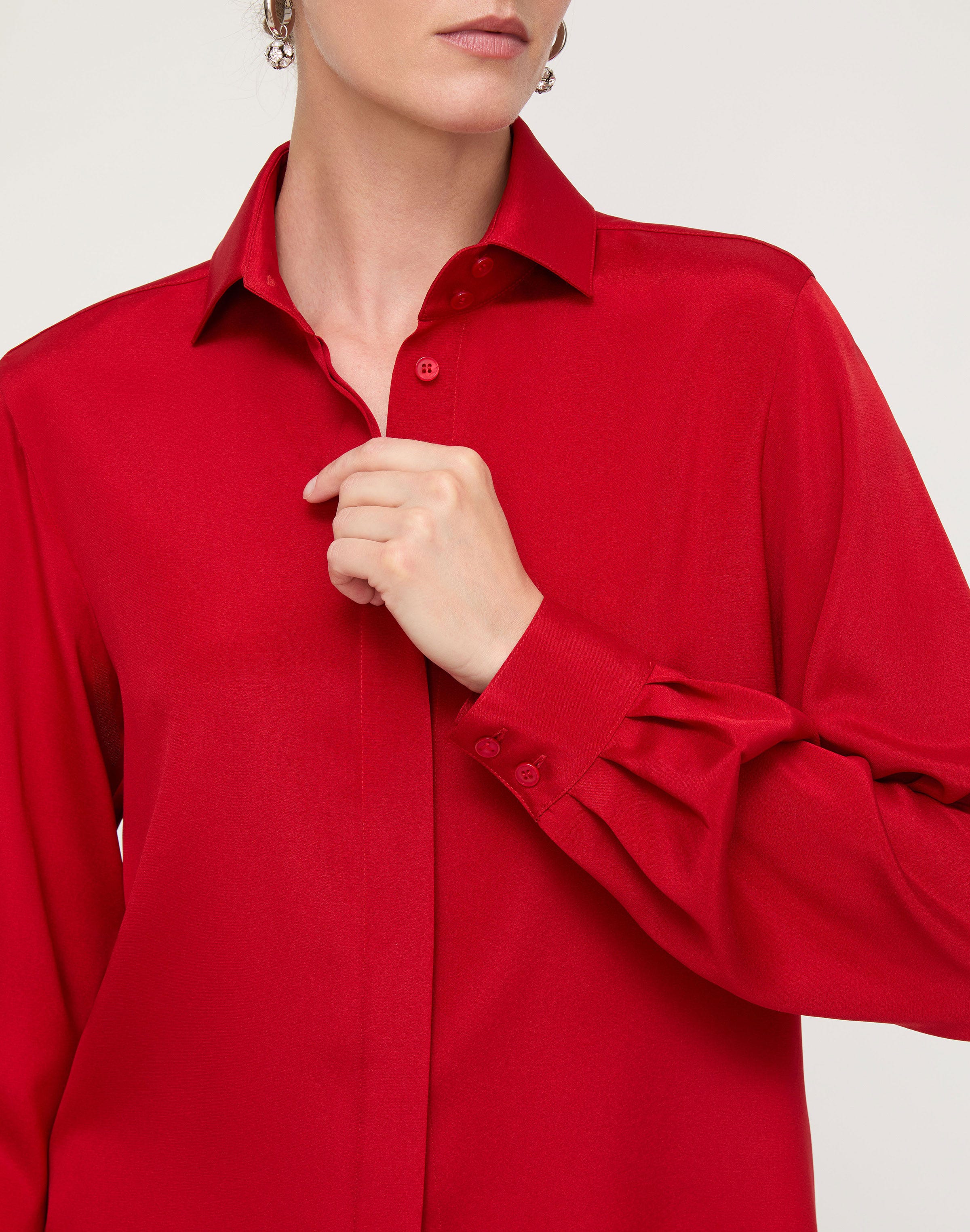 Organic Silk Stretch Georgette Pleated Back Blouse