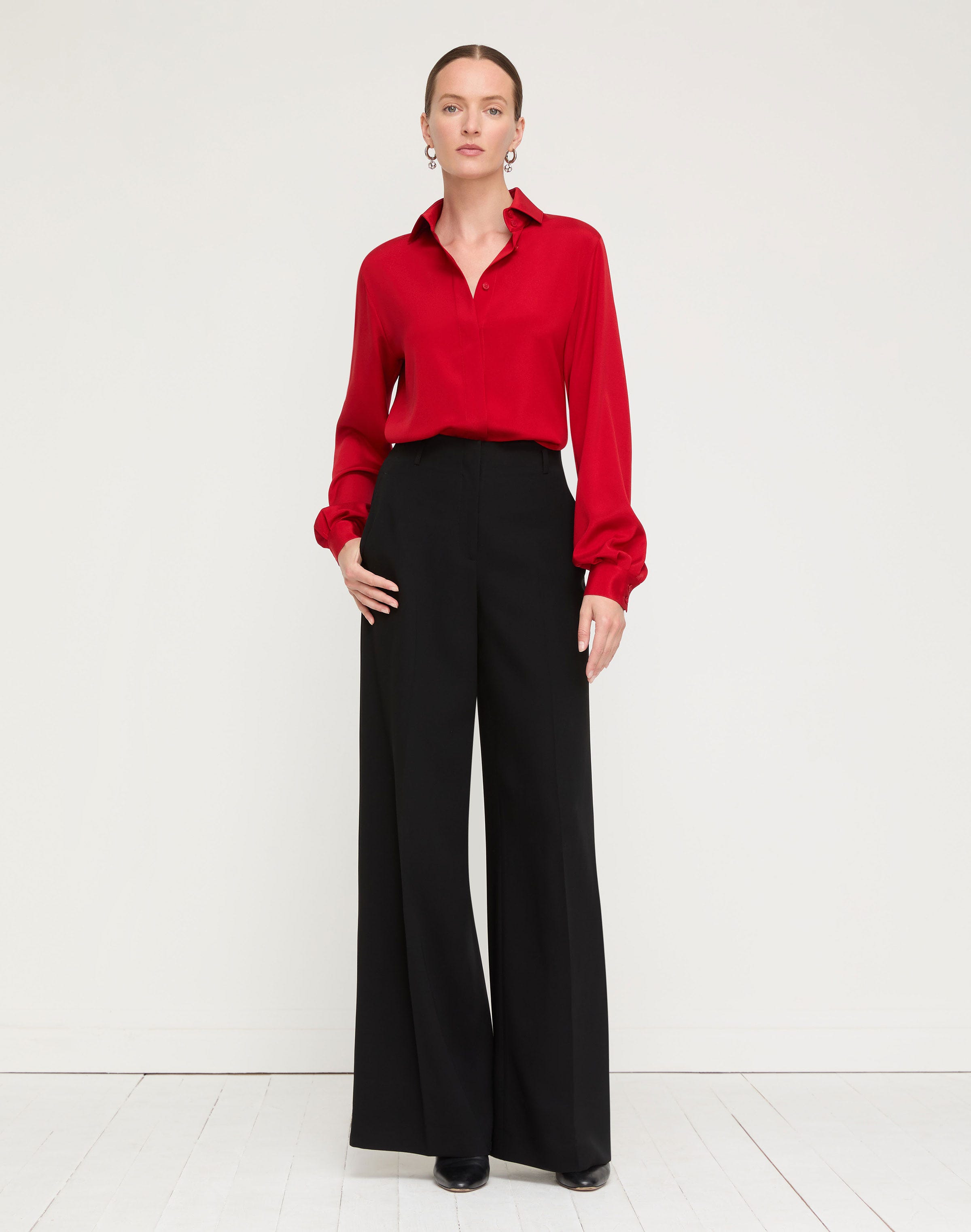 Organic Silk Stretch Georgette Pleated Back Blouse