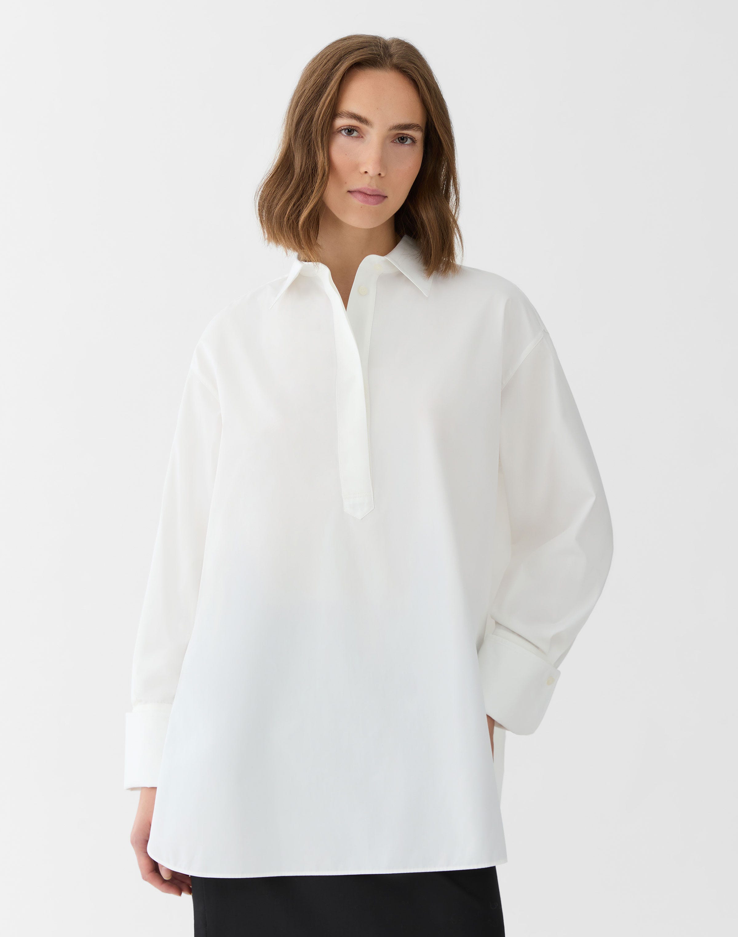 Organic Cotton Poplin Popover Oversized Shirt